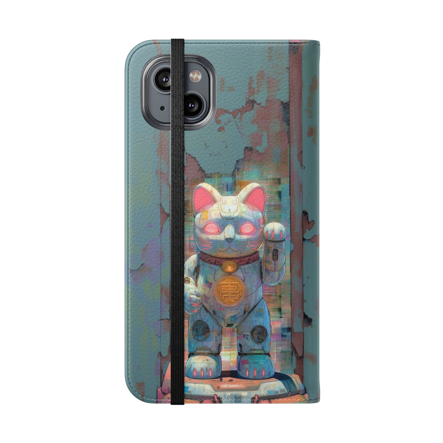 Cyber Lucky Cat - Wallet Flip Case