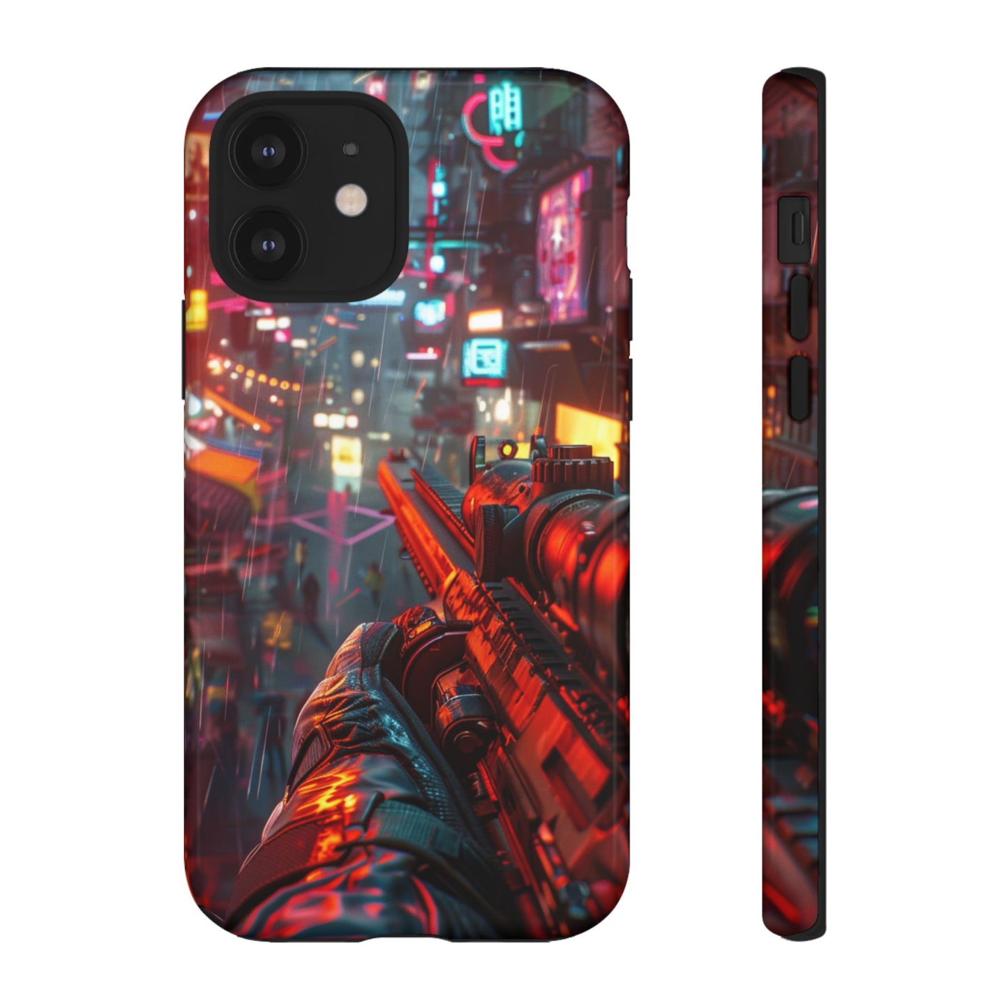 Neon Rain Sniper – Tough iPhone Case