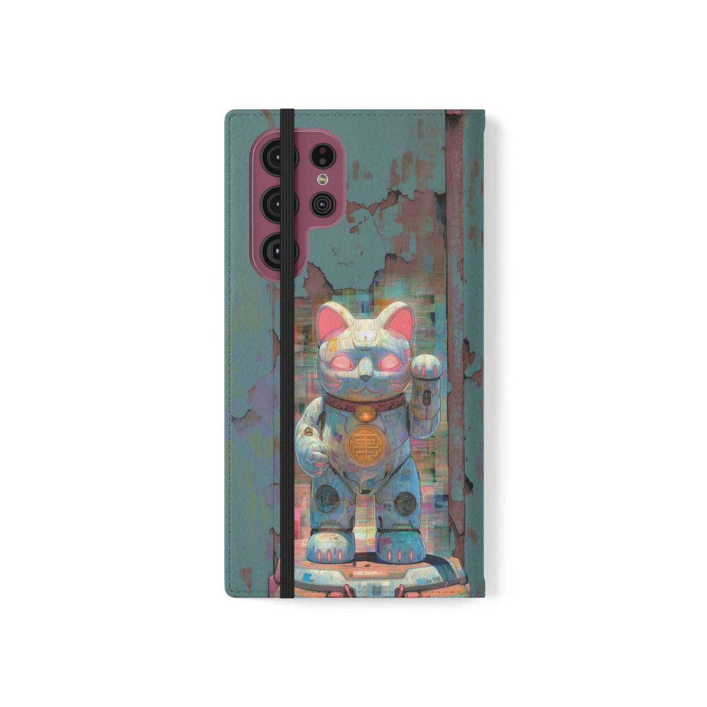 Cyber Lucky Cat - Wallet Flip Case