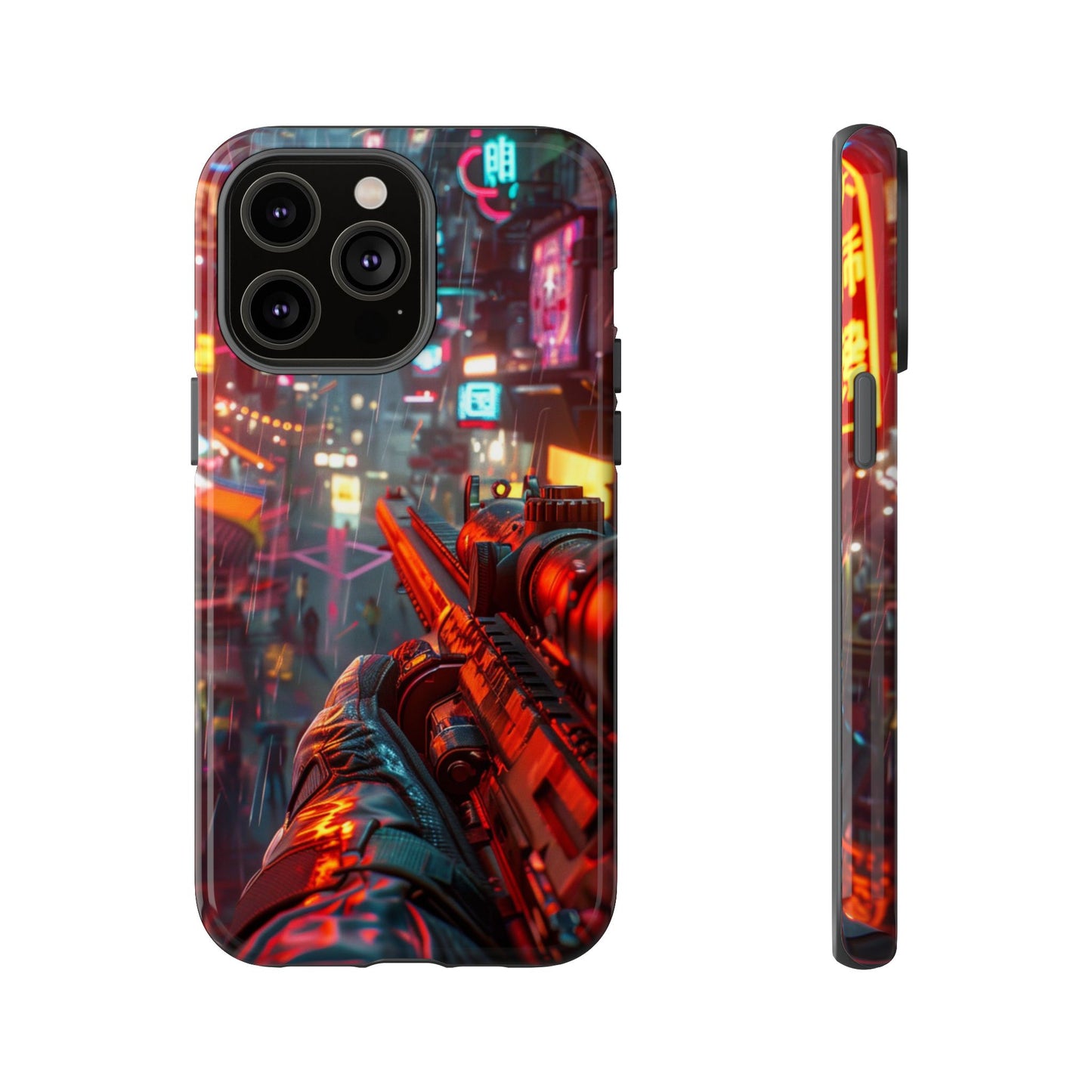 Neon Rain Sniper – Tough iPhone Case