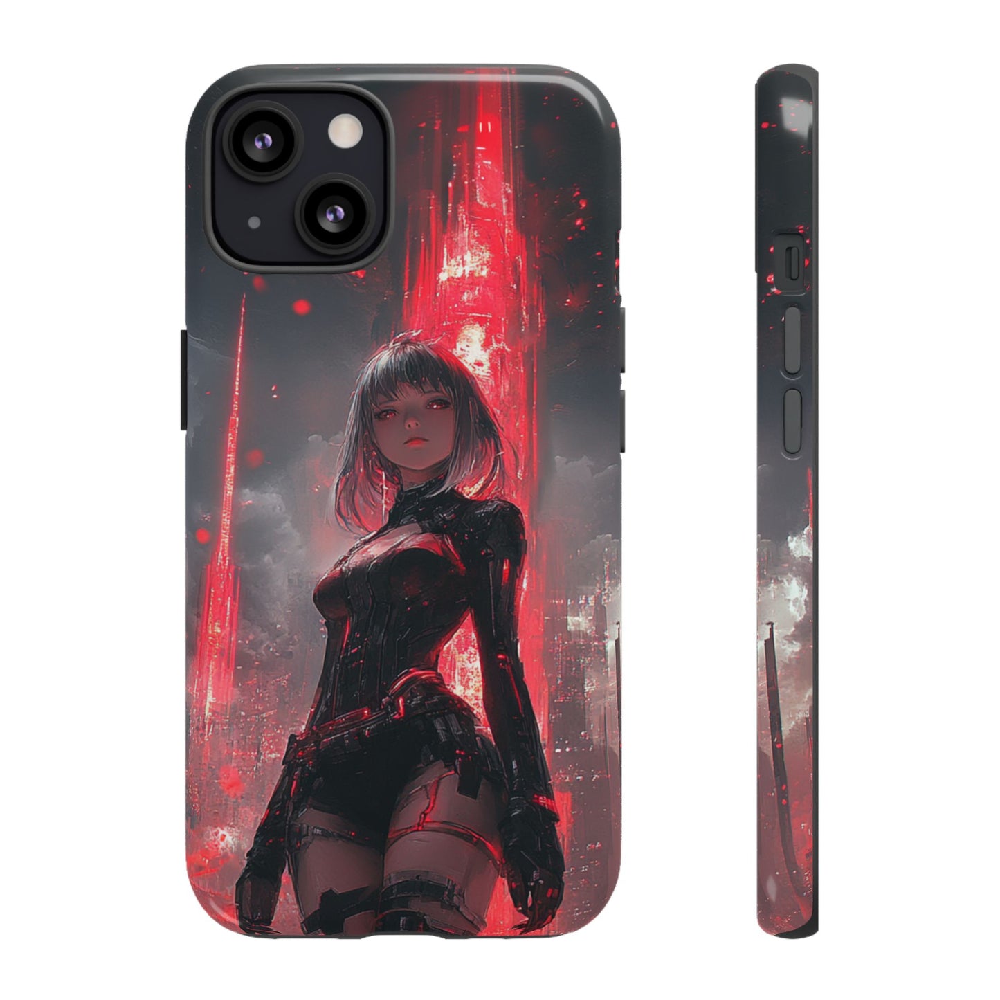 Crimson Cyber Sentinel – Tough iPhone Case