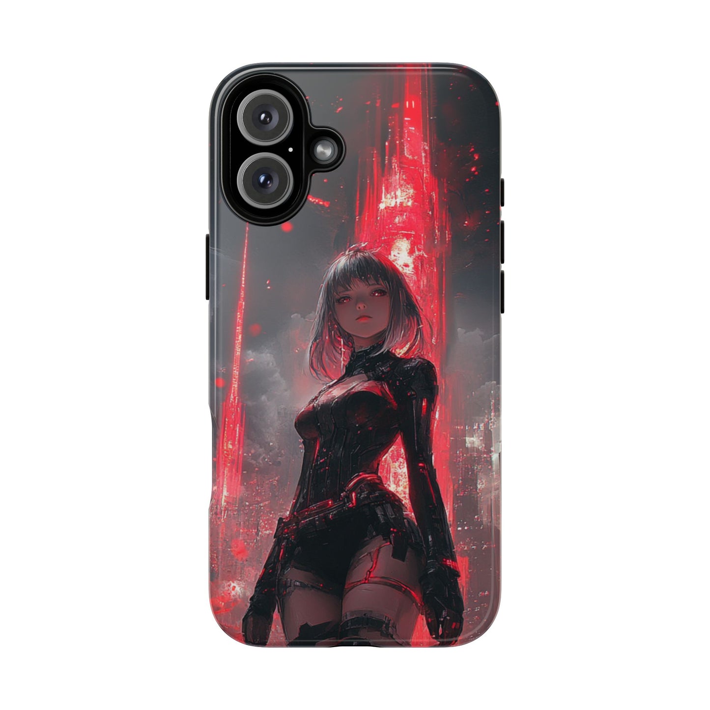 Crimson Cyber Sentinel – Tough iPhone Case