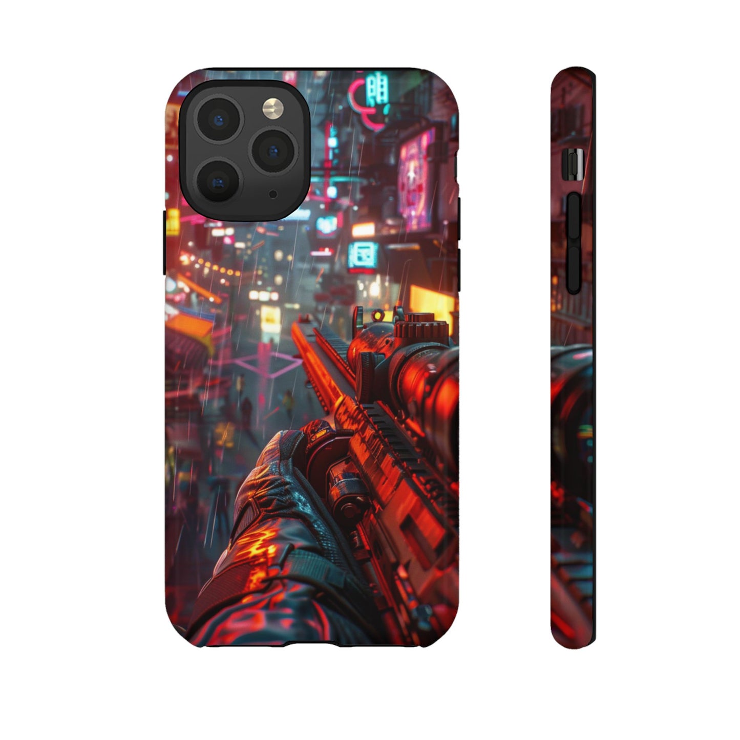 Neon Rain Sniper – Tough iPhone Case