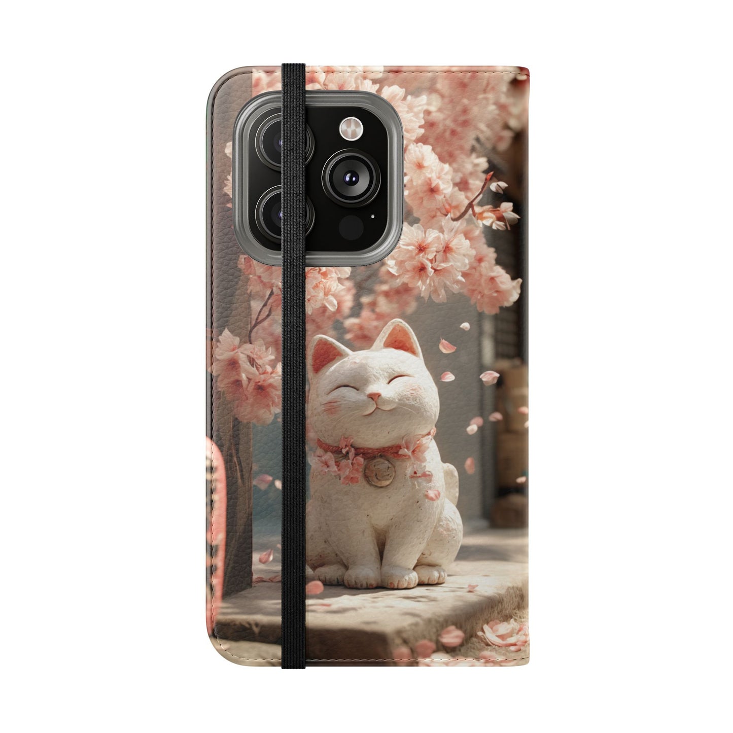 Sakura Lucky Cat - Wallet Flip Case