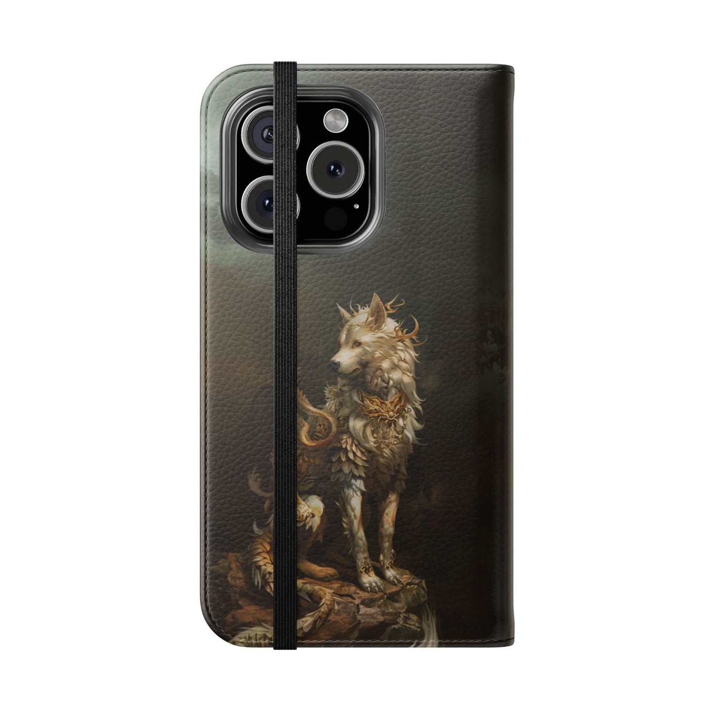 Antlered Wolf Guardian - Wallet Flip Case