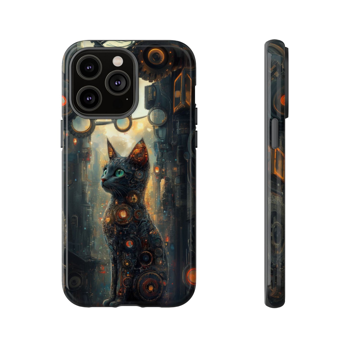 Cybernetic Steampunk Cat Phone Case – iPhone, Google Pixel, Samsung Galaxy