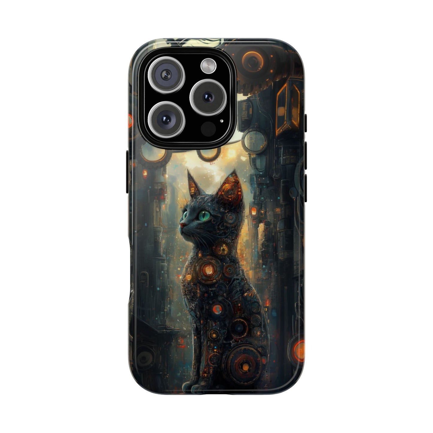 Cybernetic Steampunk Cat Phone Case – iPhone, Google Pixel, Samsung Galaxy