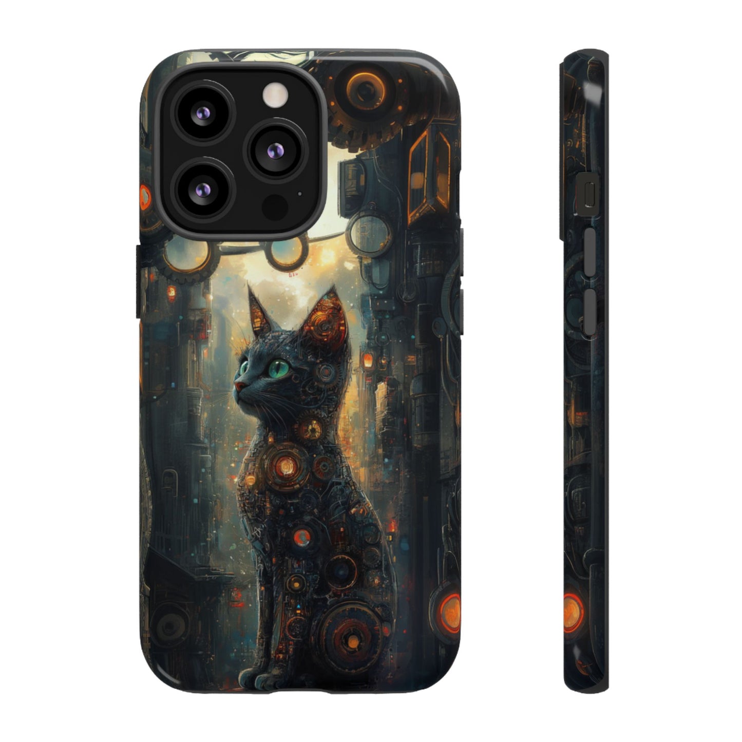Cybernetic Steampunk Cat Phone Case – iPhone, Google Pixel, Samsung Galaxy