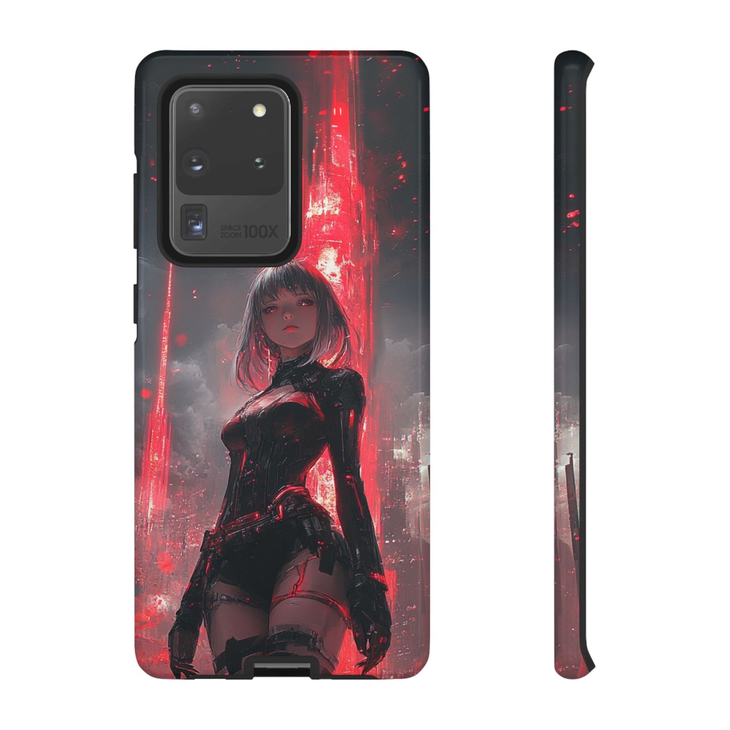 Crimson Cyber Sentinel – Tough Samsung Galaxy Case