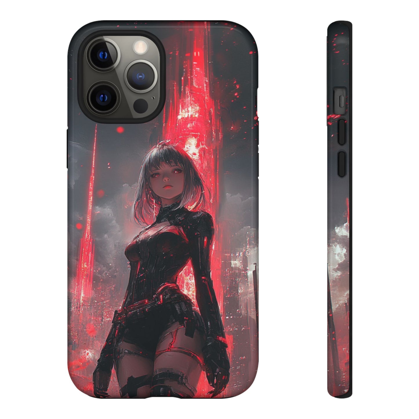 Crimson Cyber Sentinel – Tough iPhone Case