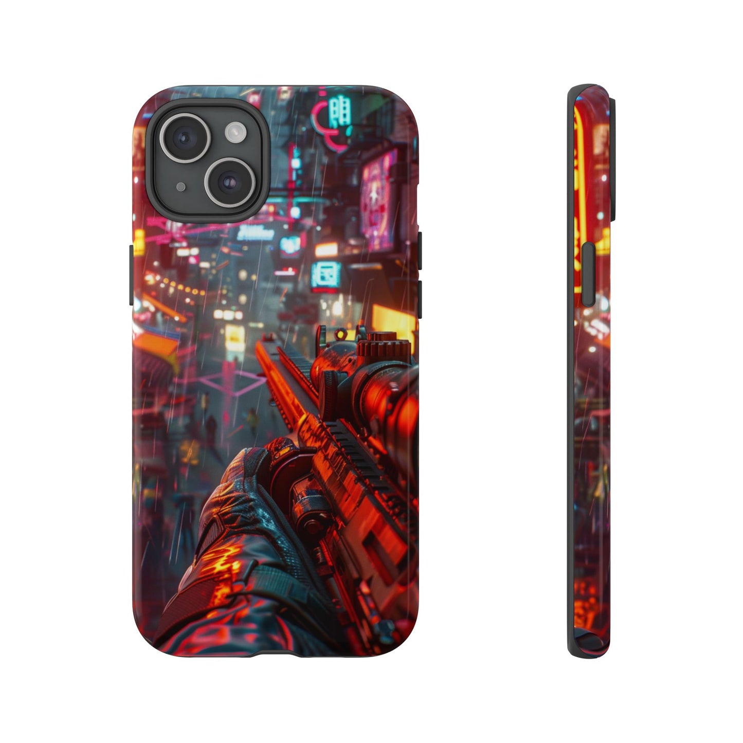 Neon Rain Sniper – Tough iPhone Case