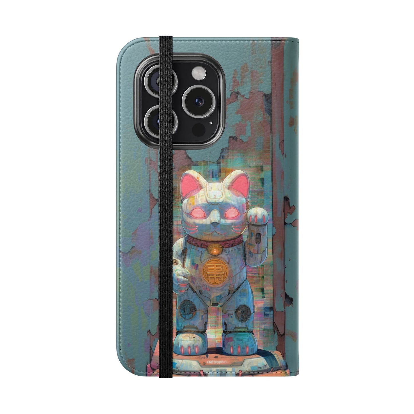 Cyber Lucky Cat - Wallet Flip Case