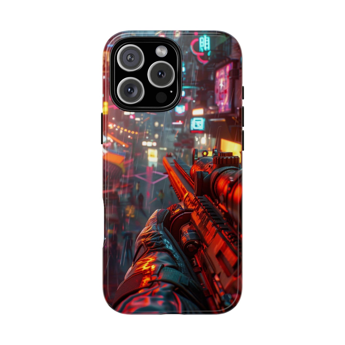 Neon Rain Sniper – Tough iPhone Case