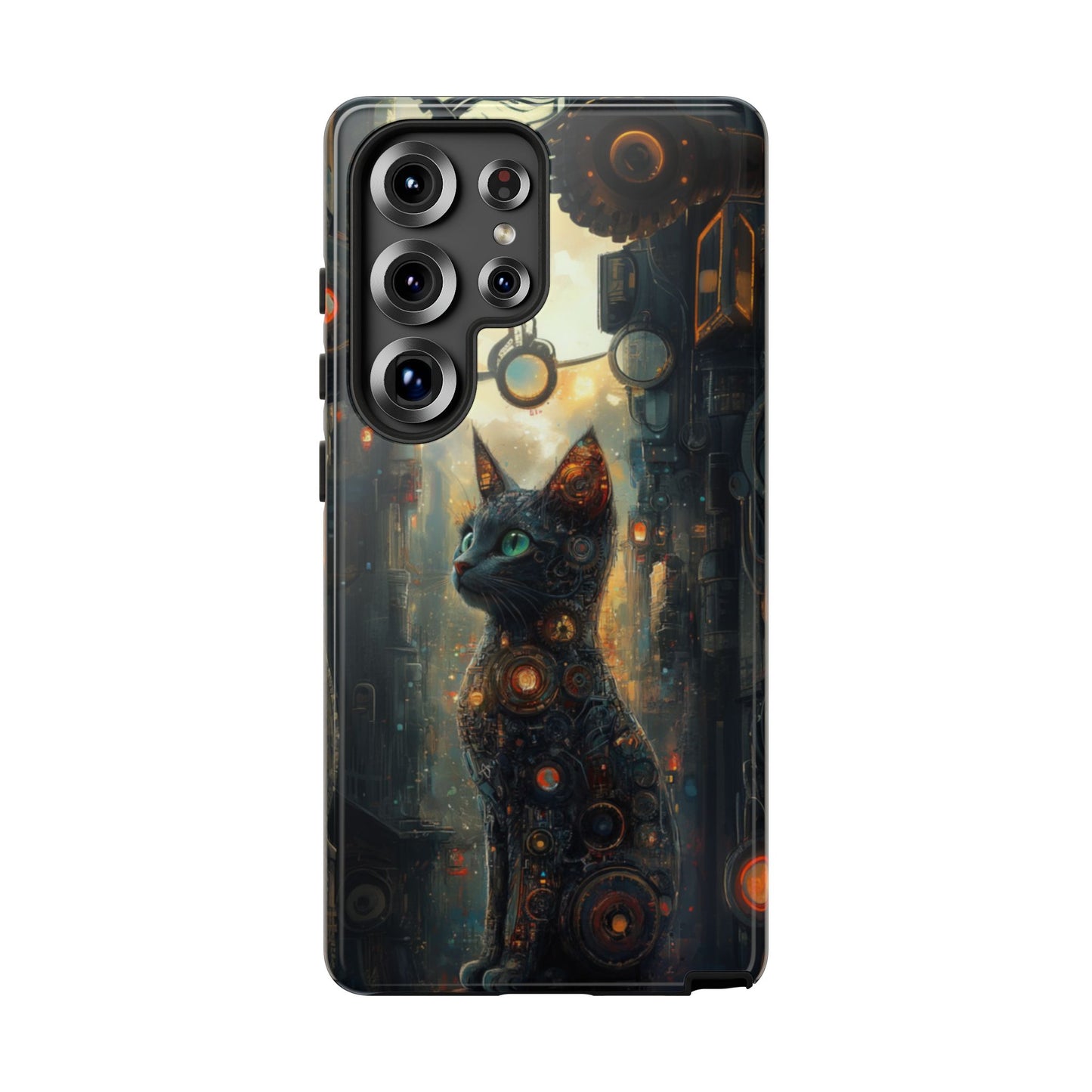 Cybernetic Steampunk Cat Phone Case – iPhone, Google Pixel, Samsung Galaxy