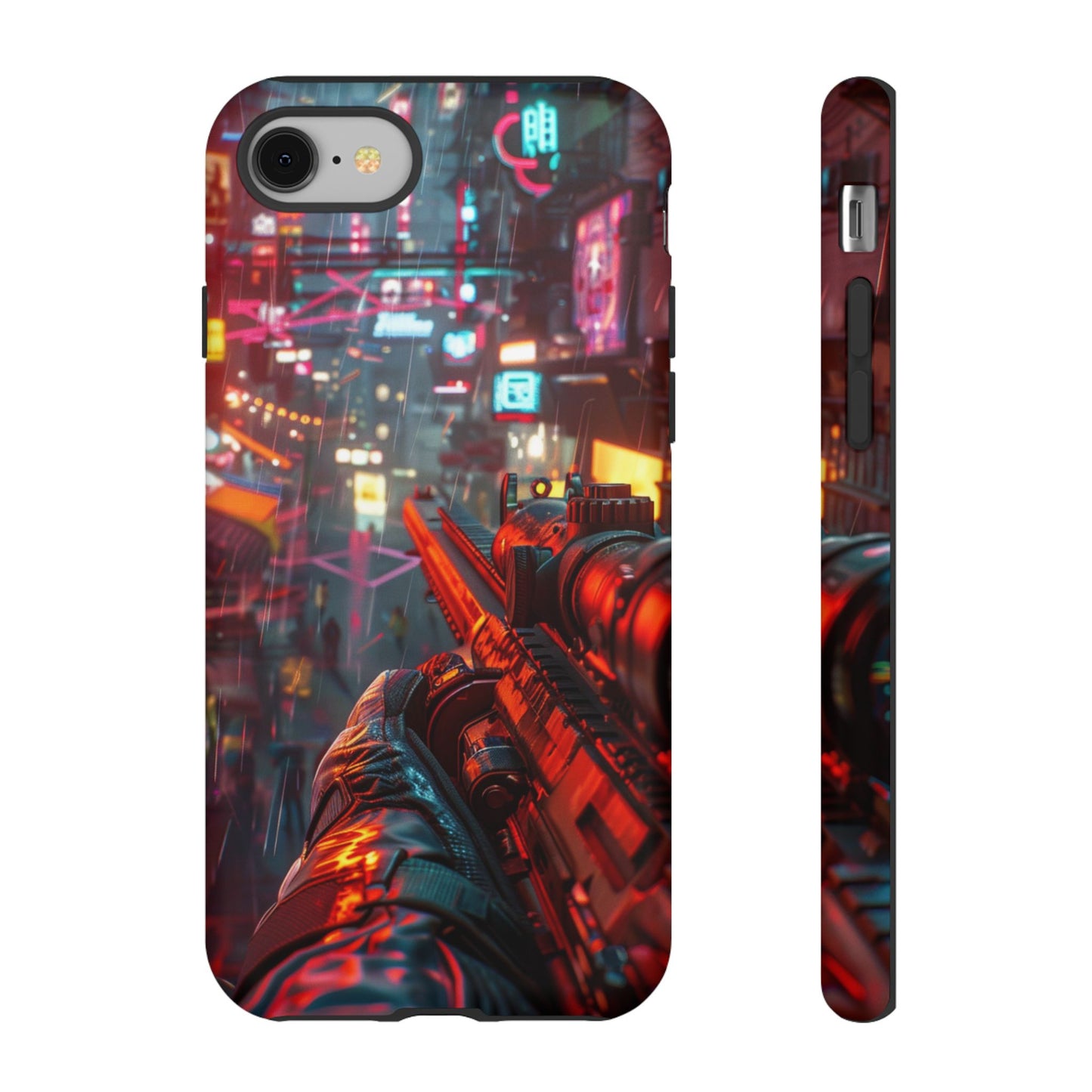 Neon Rain Sniper – Tough iPhone Case