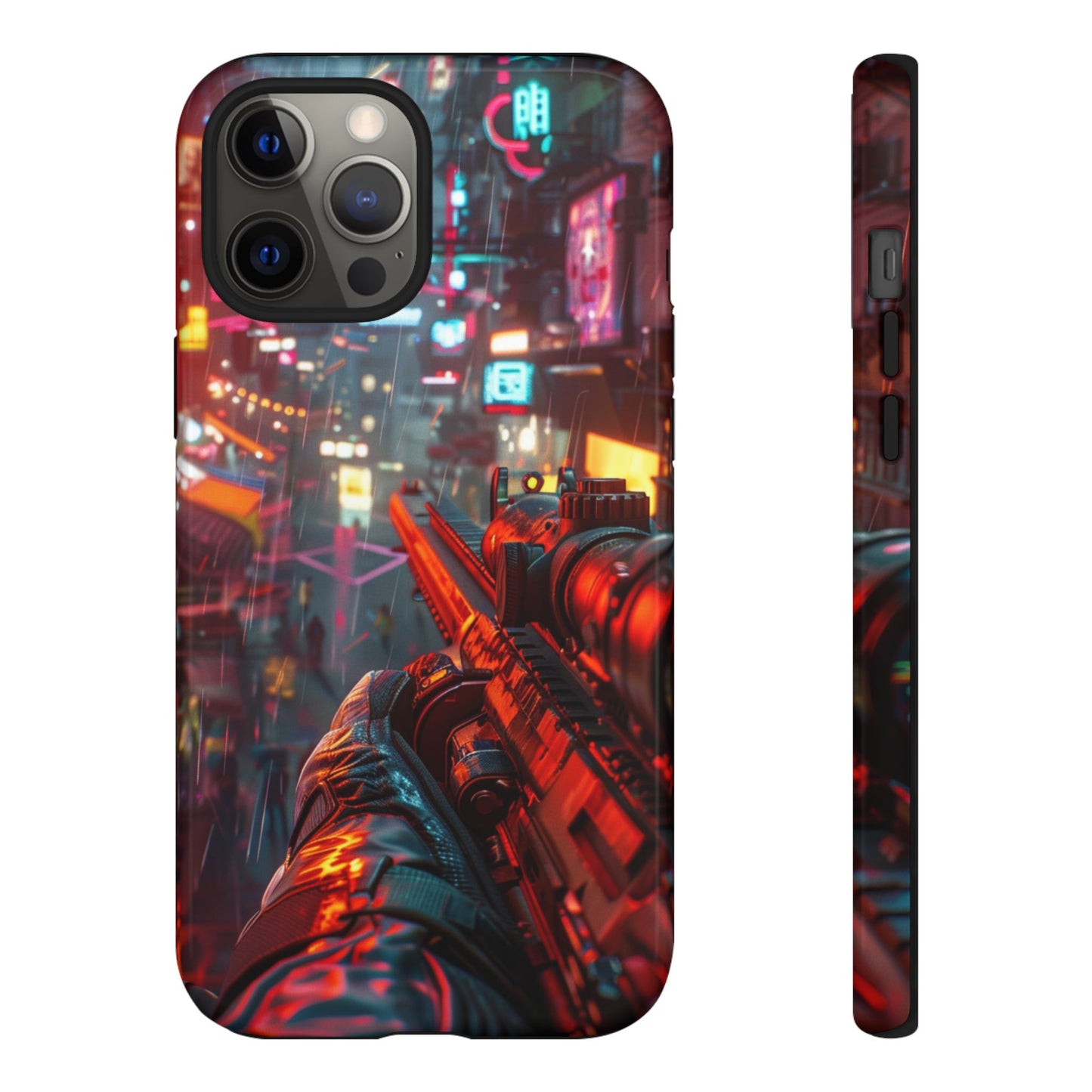 Neon Rain Sniper – Tough iPhone Case