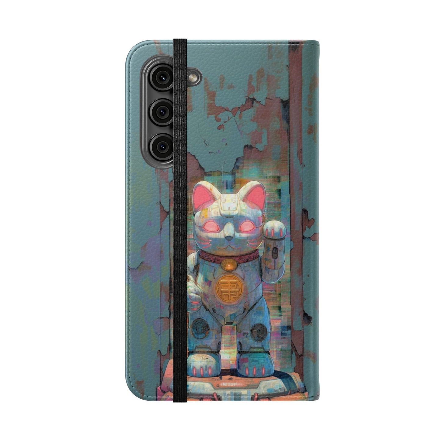 Cyber Lucky Cat - Wallet Flip Case