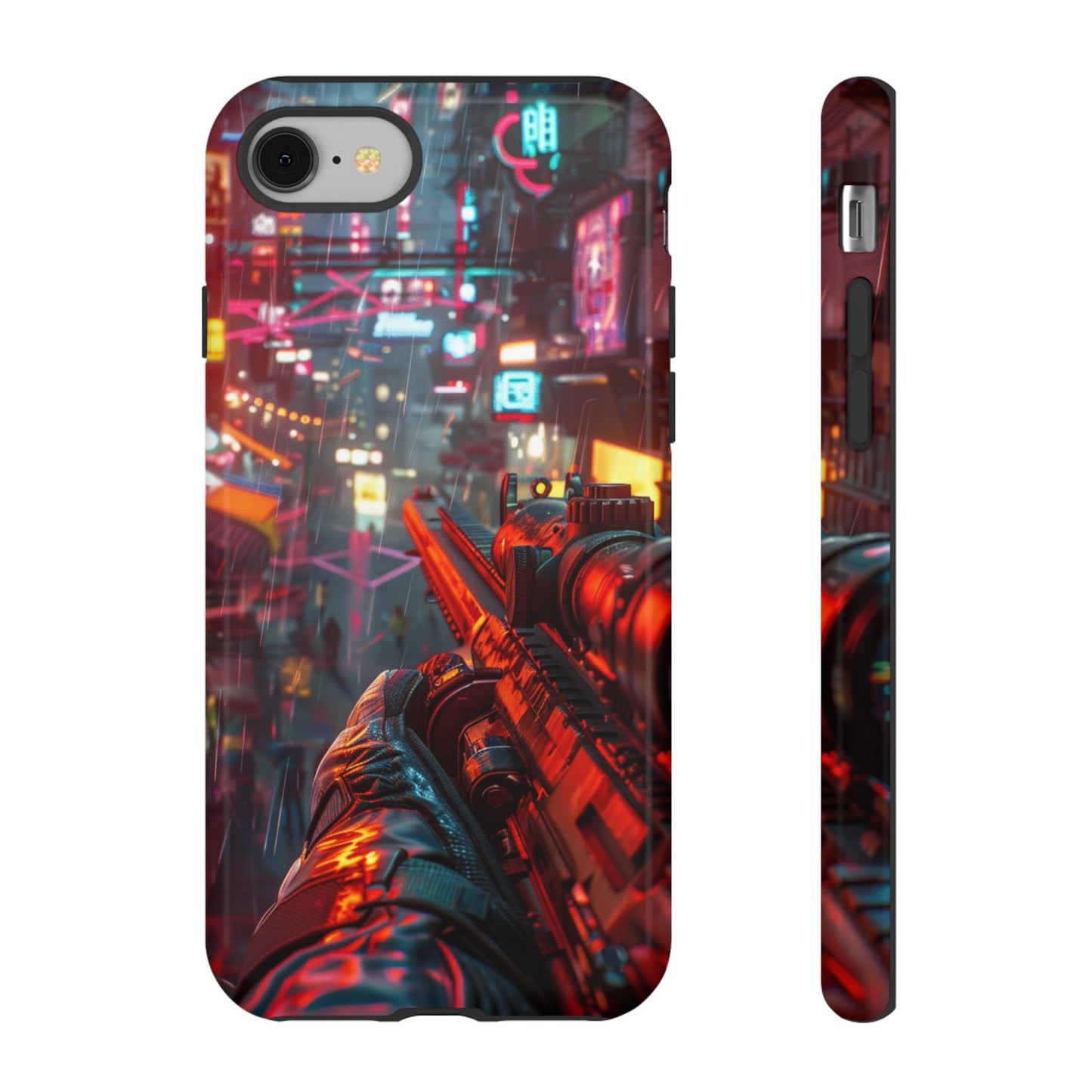 Neon Rain Sniper – Tough iPhone Case