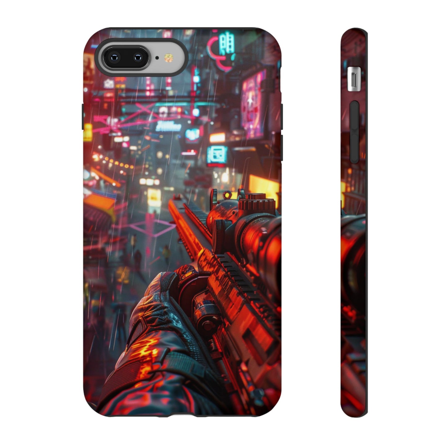 Neon Rain Sniper – Tough iPhone Case