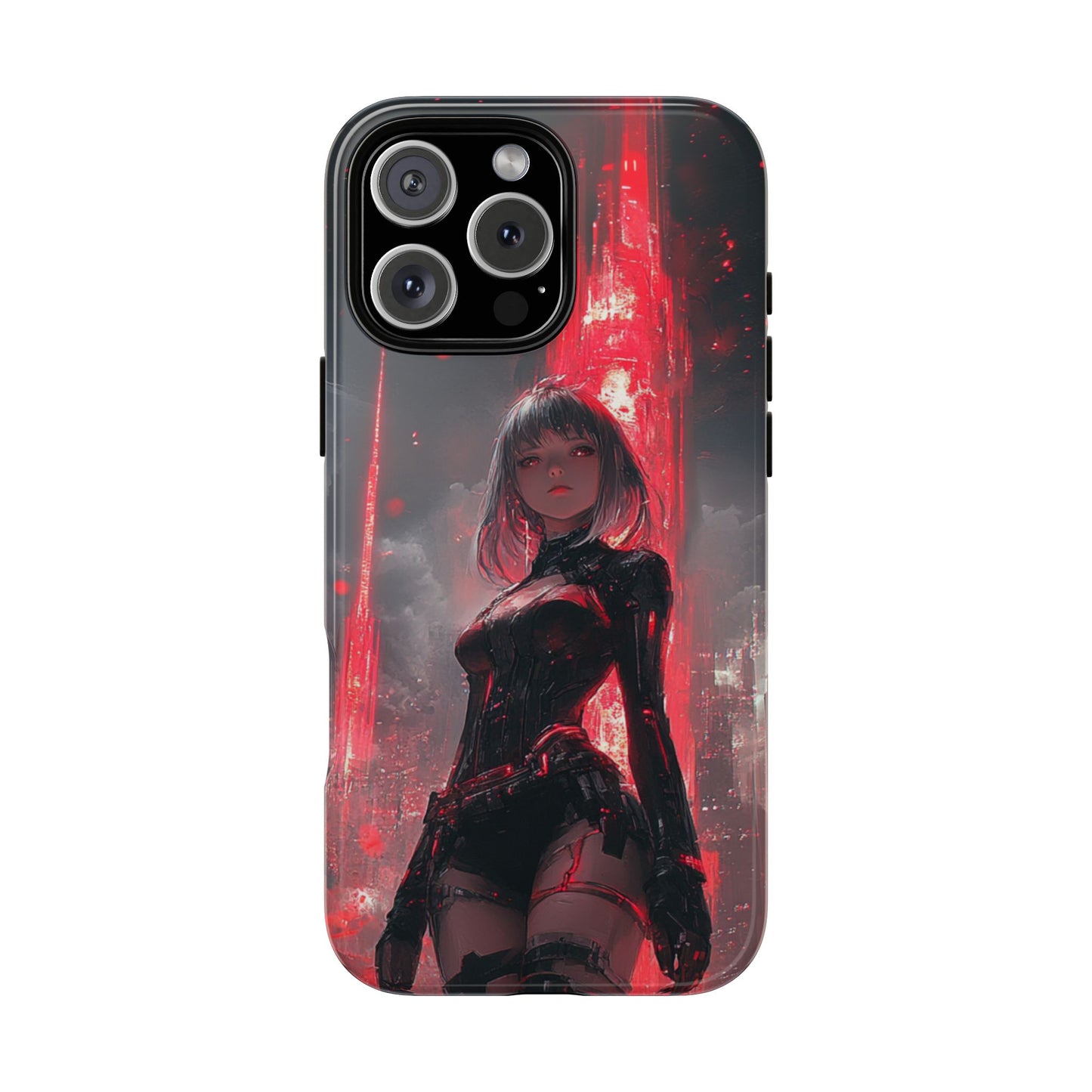 Crimson Cyber Sentinel – Tough iPhone Case
