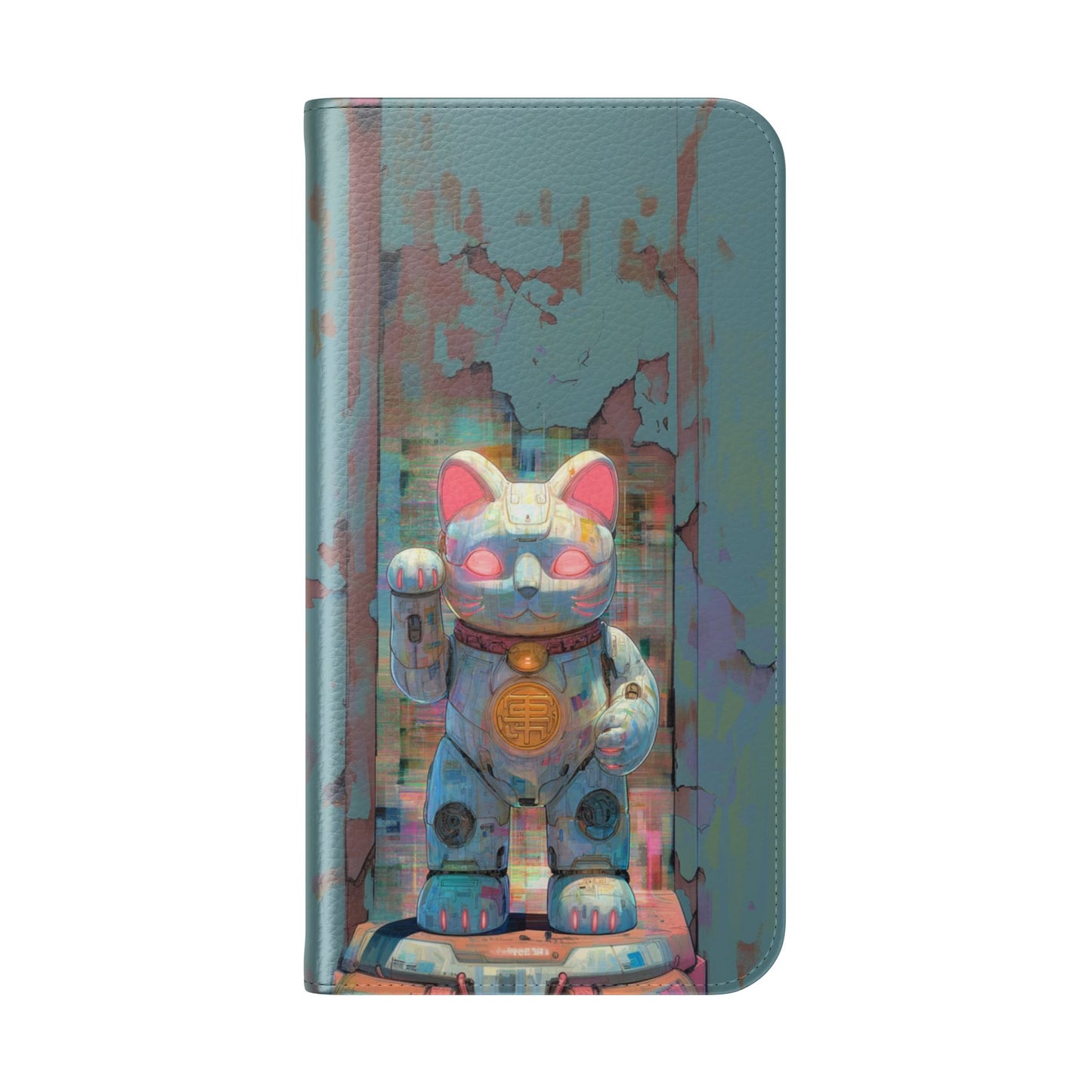 Cyber Lucky Cat - Wallet Flip Case