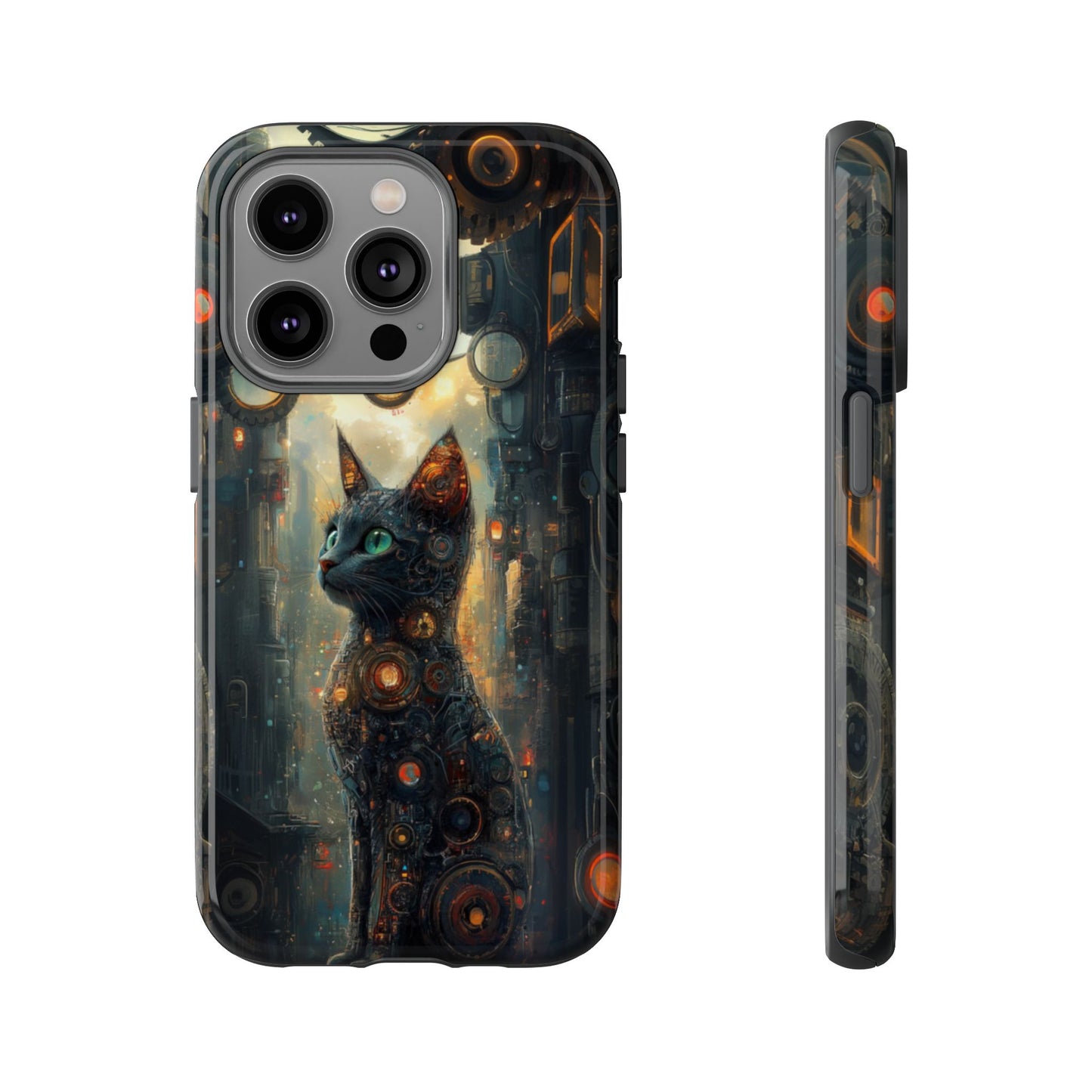 Cybernetic Steampunk Cat Phone Case – iPhone, Google Pixel, Samsung Galaxy