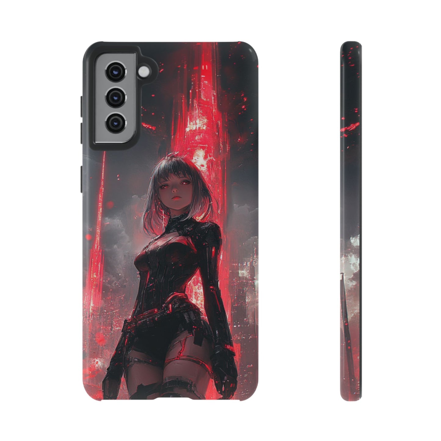 Crimson Cyber Sentinel – Tough Samsung Galaxy Case