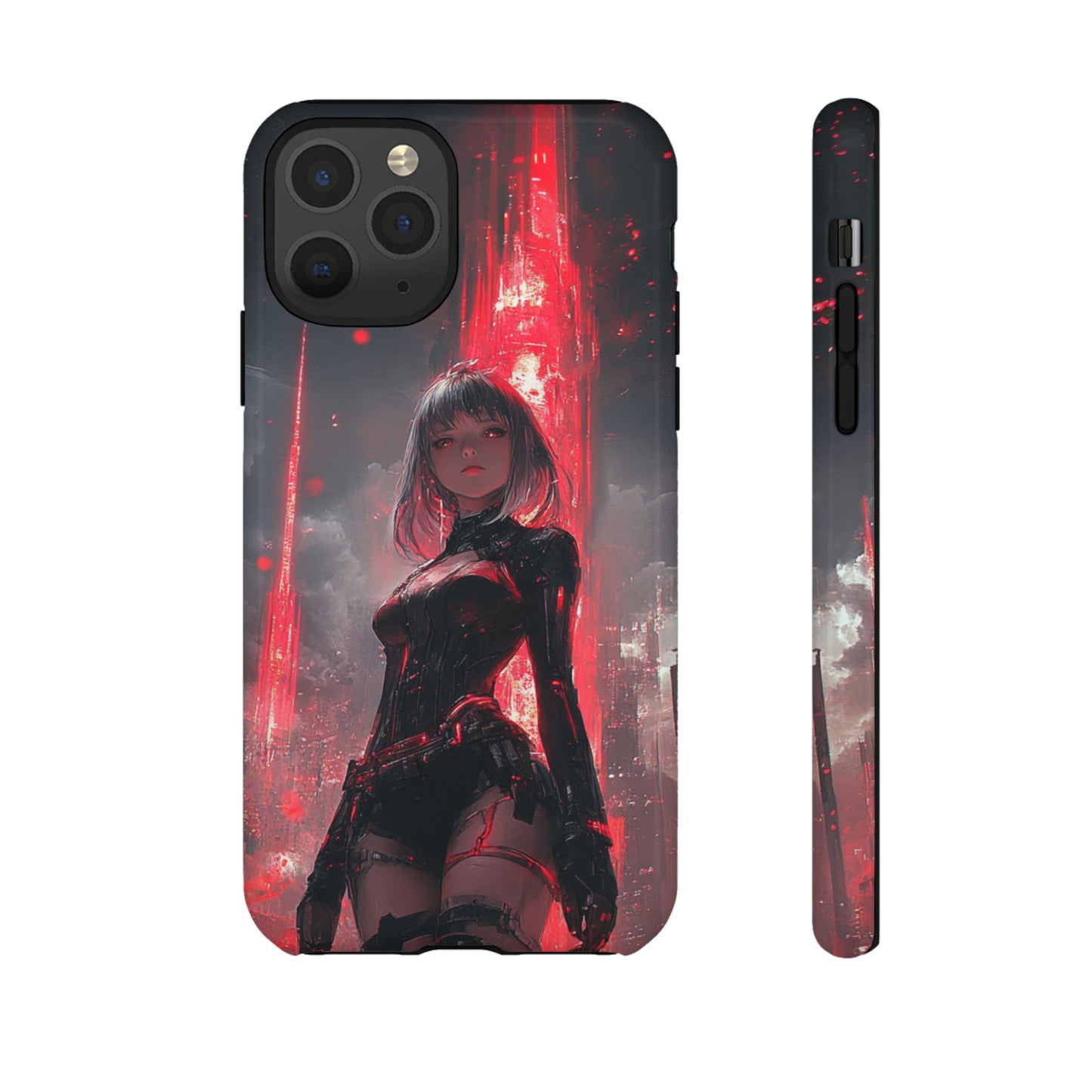 Crimson Cyber Sentinel – Tough iPhone Case