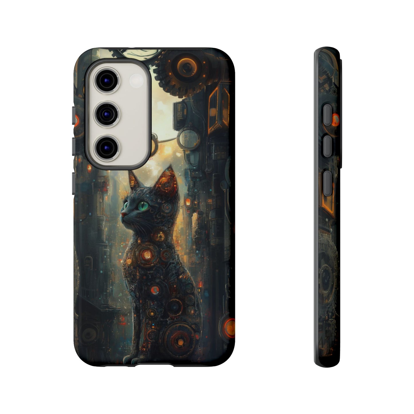 Cybernetic Steampunk Cat Phone Case – iPhone, Google Pixel, Samsung Galaxy