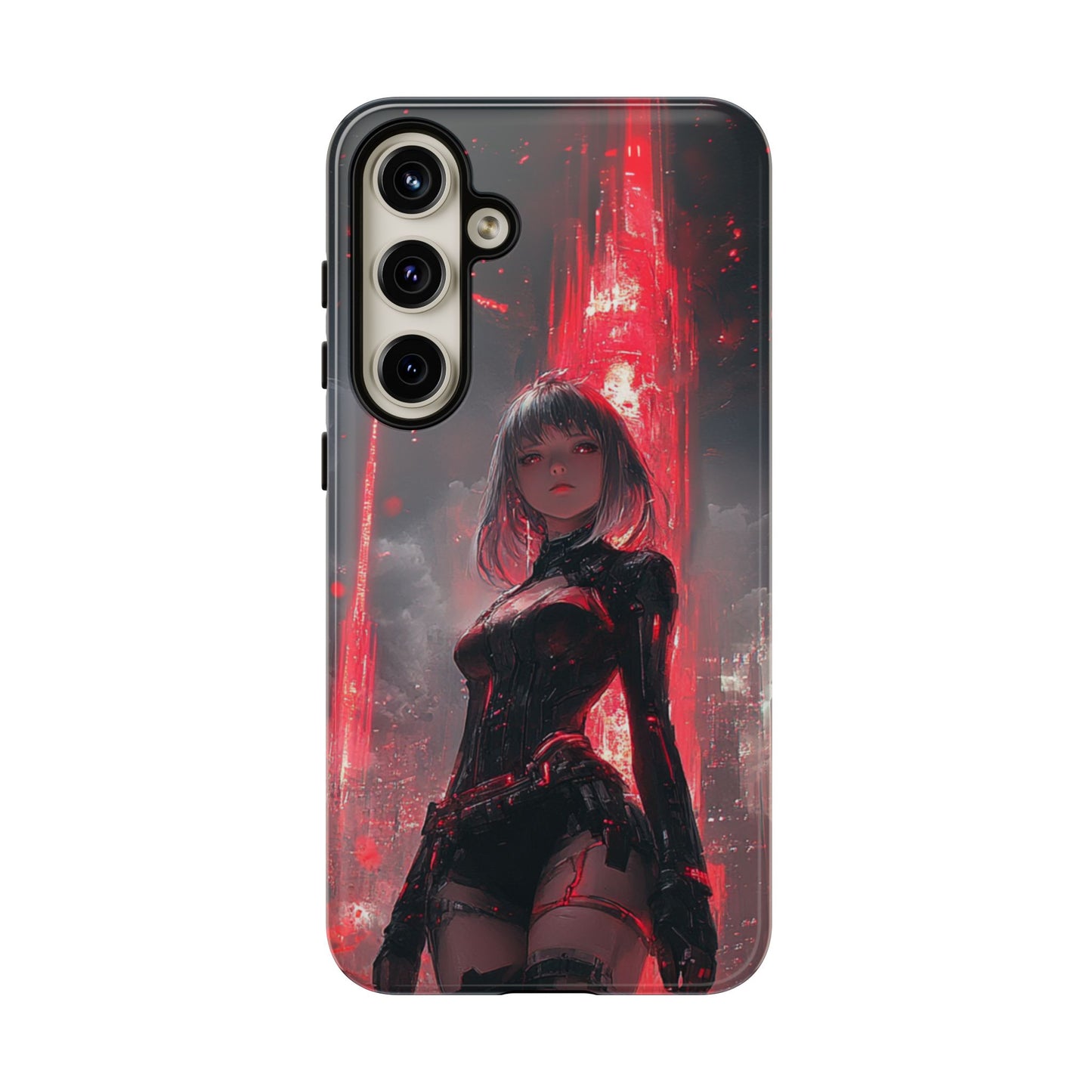 Crimson Cyber Sentinel – Tough Samsung Galaxy Case