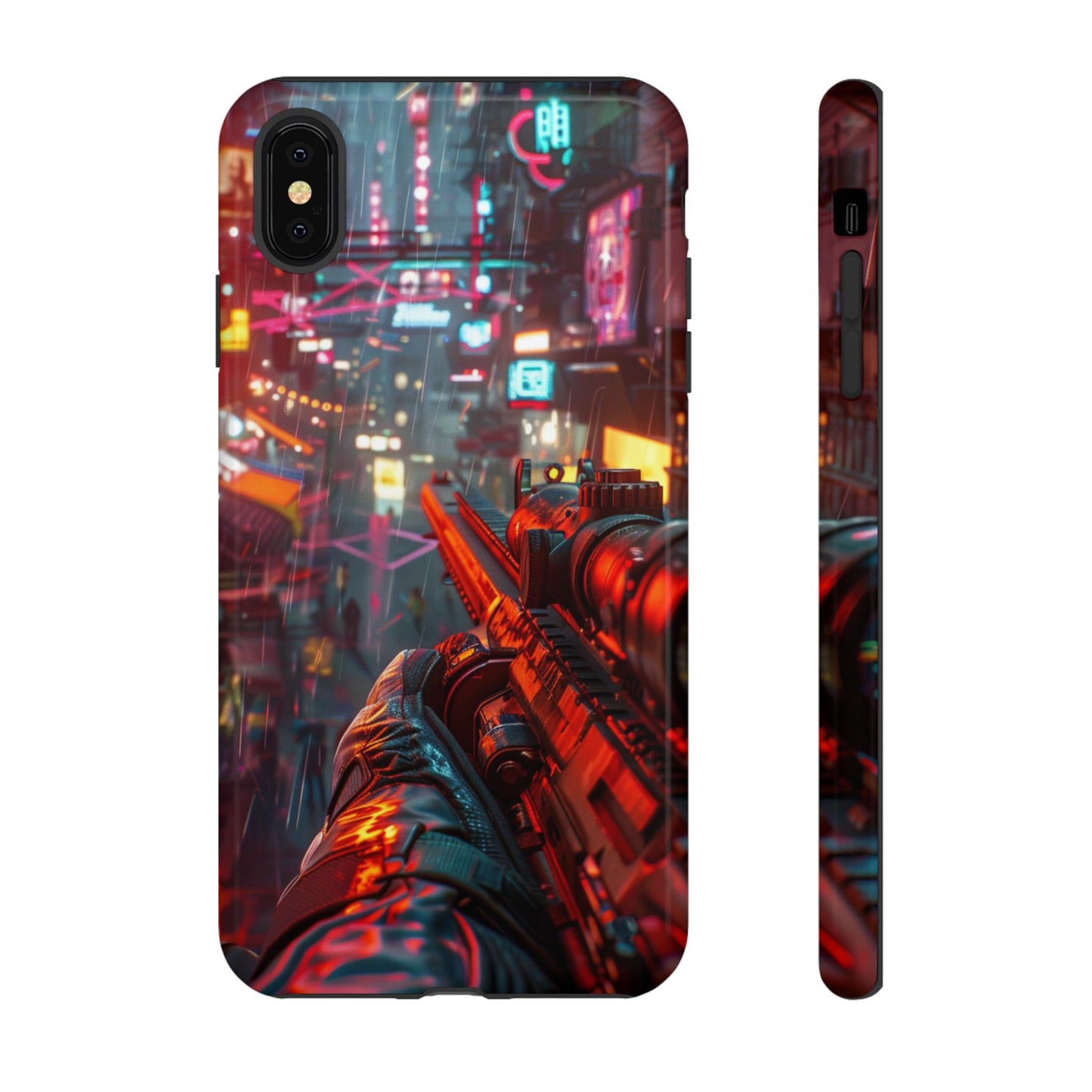 Neon Rain Sniper – Tough iPhone Case