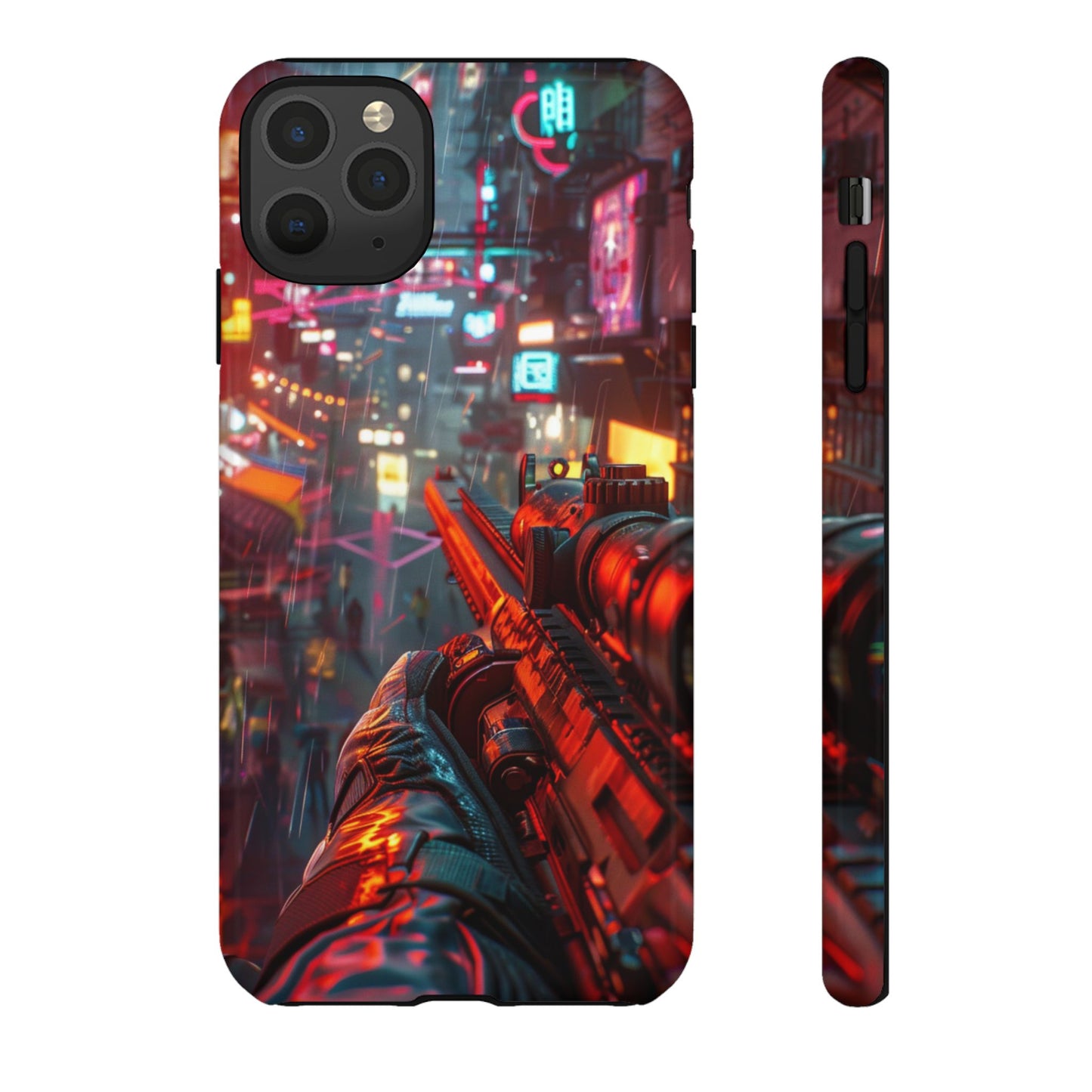 Neon Rain Sniper – Tough iPhone Case
