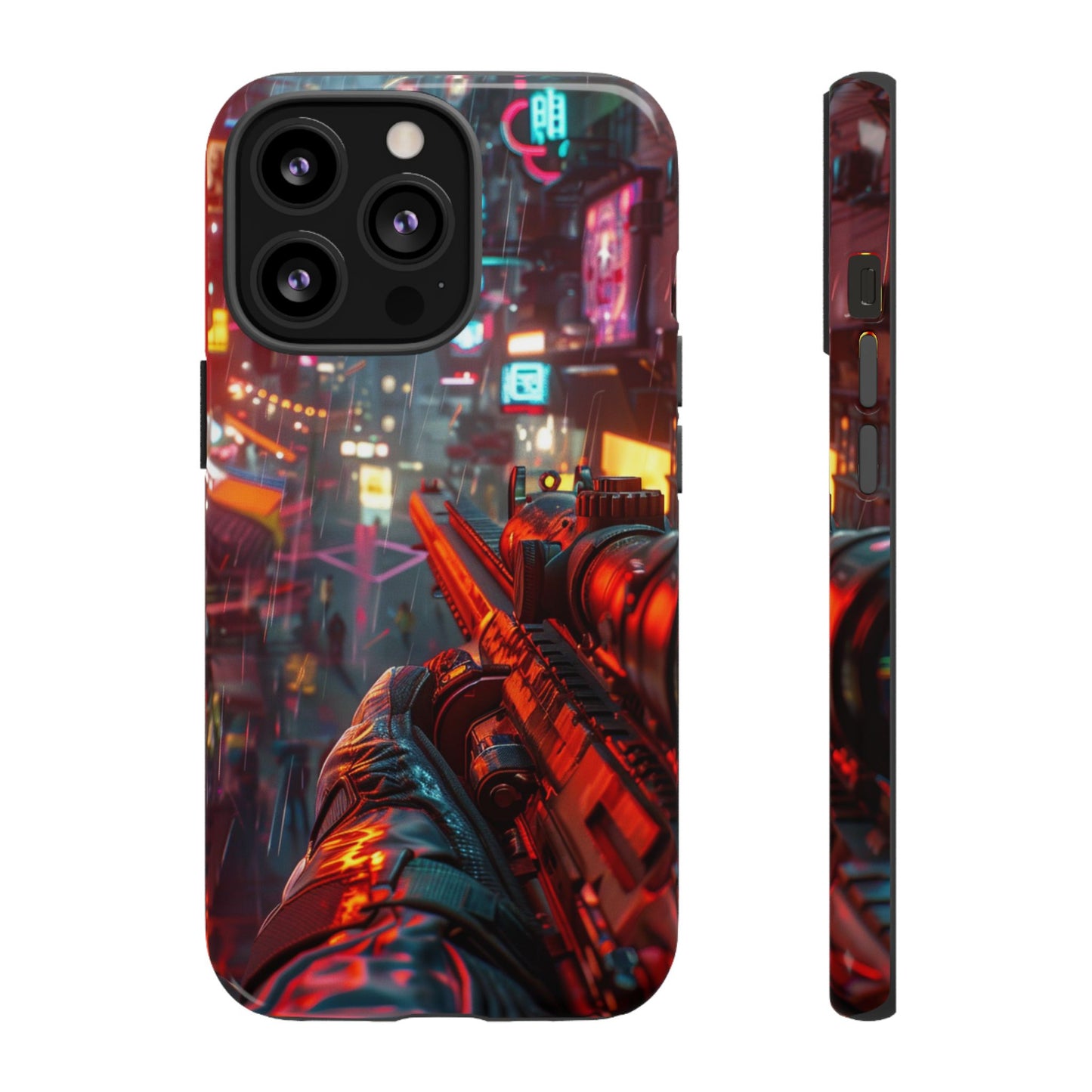 Neon Rain Sniper – Tough iPhone Case