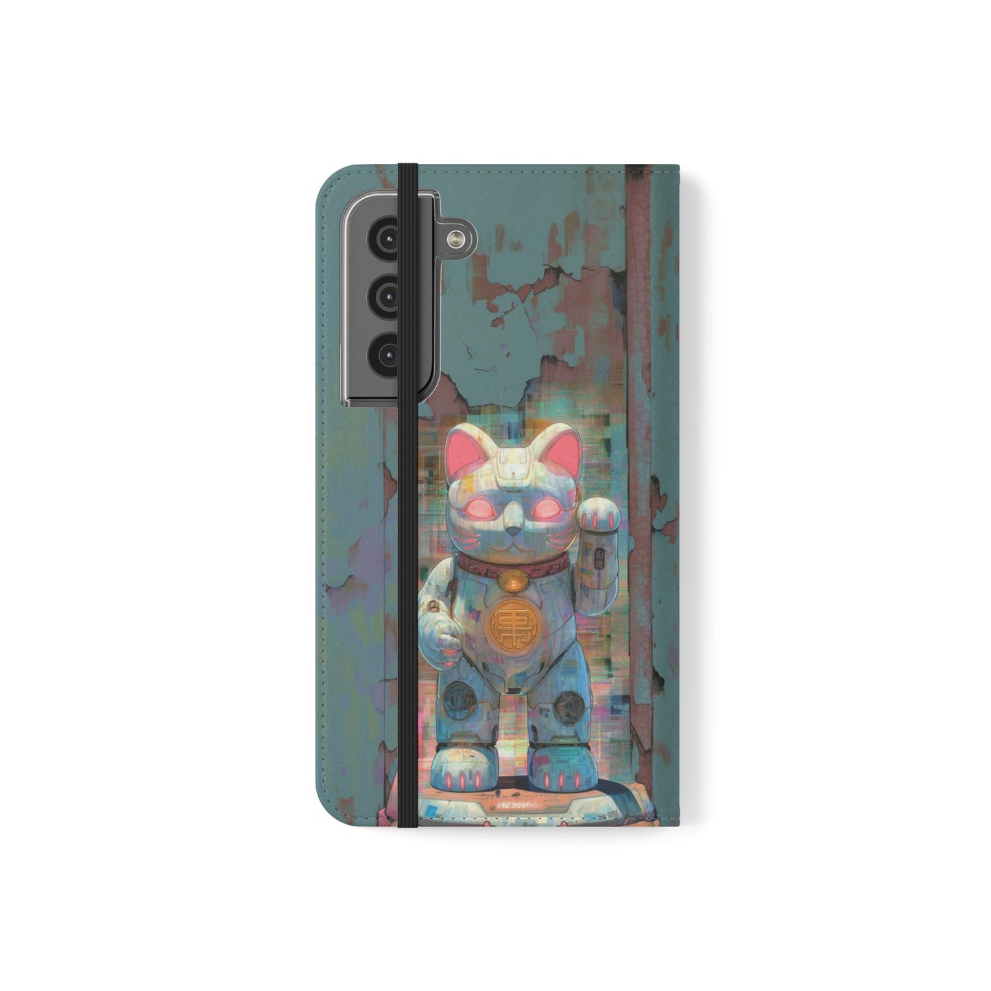 Cyber Lucky Cat - Wallet Flip Case