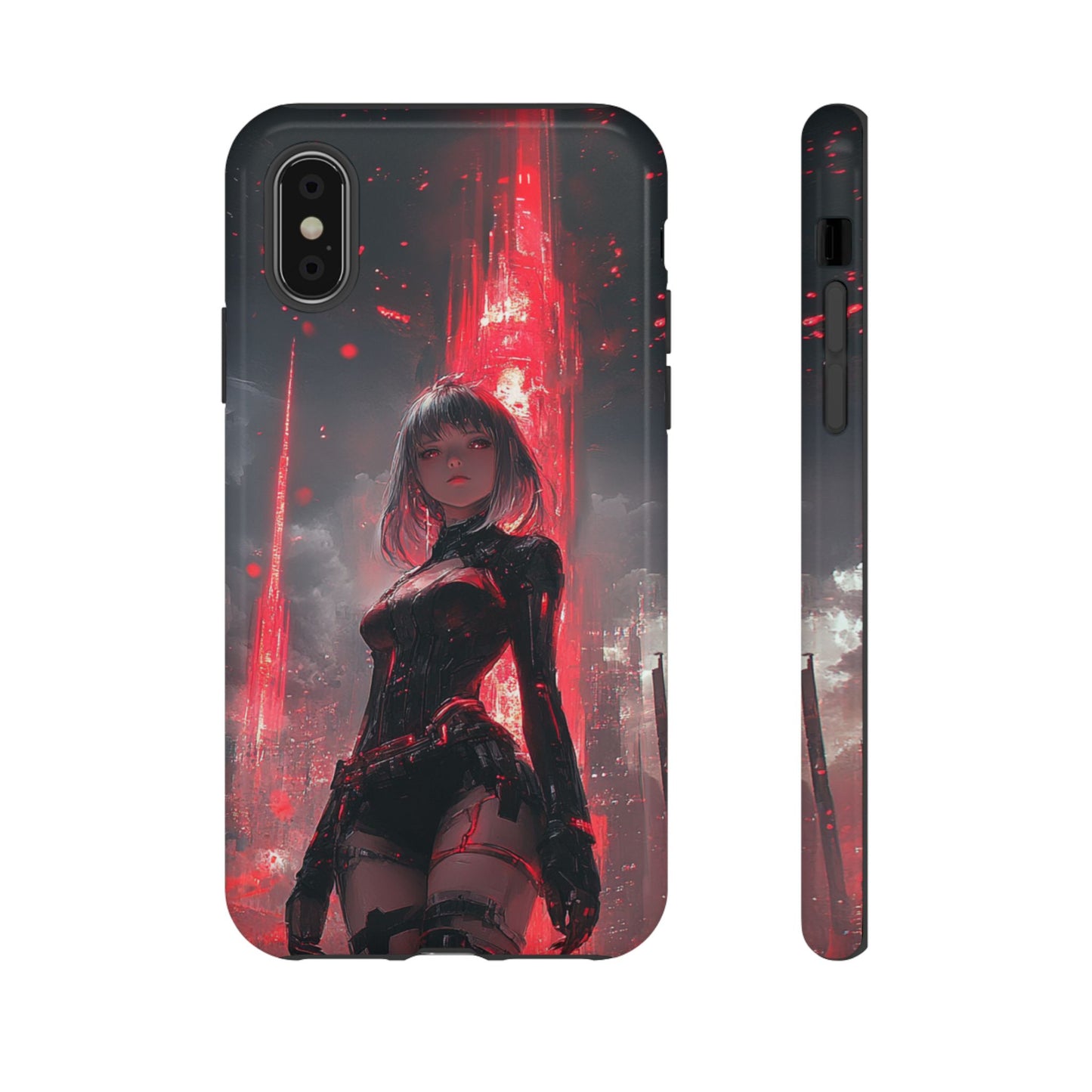 Crimson Cyber Sentinel – Tough iPhone Case