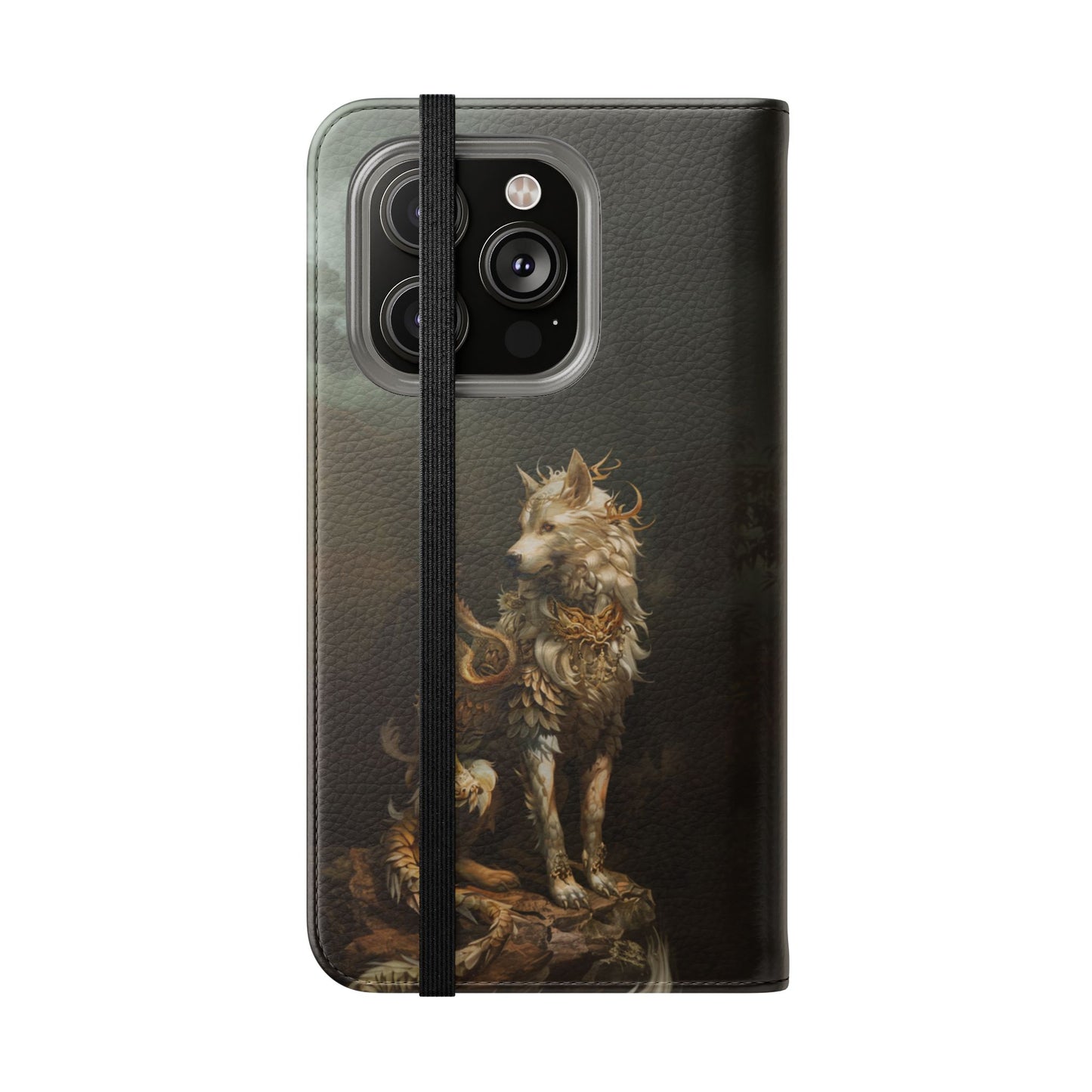 Antlered Wolf Guardian - Wallet Flip Case