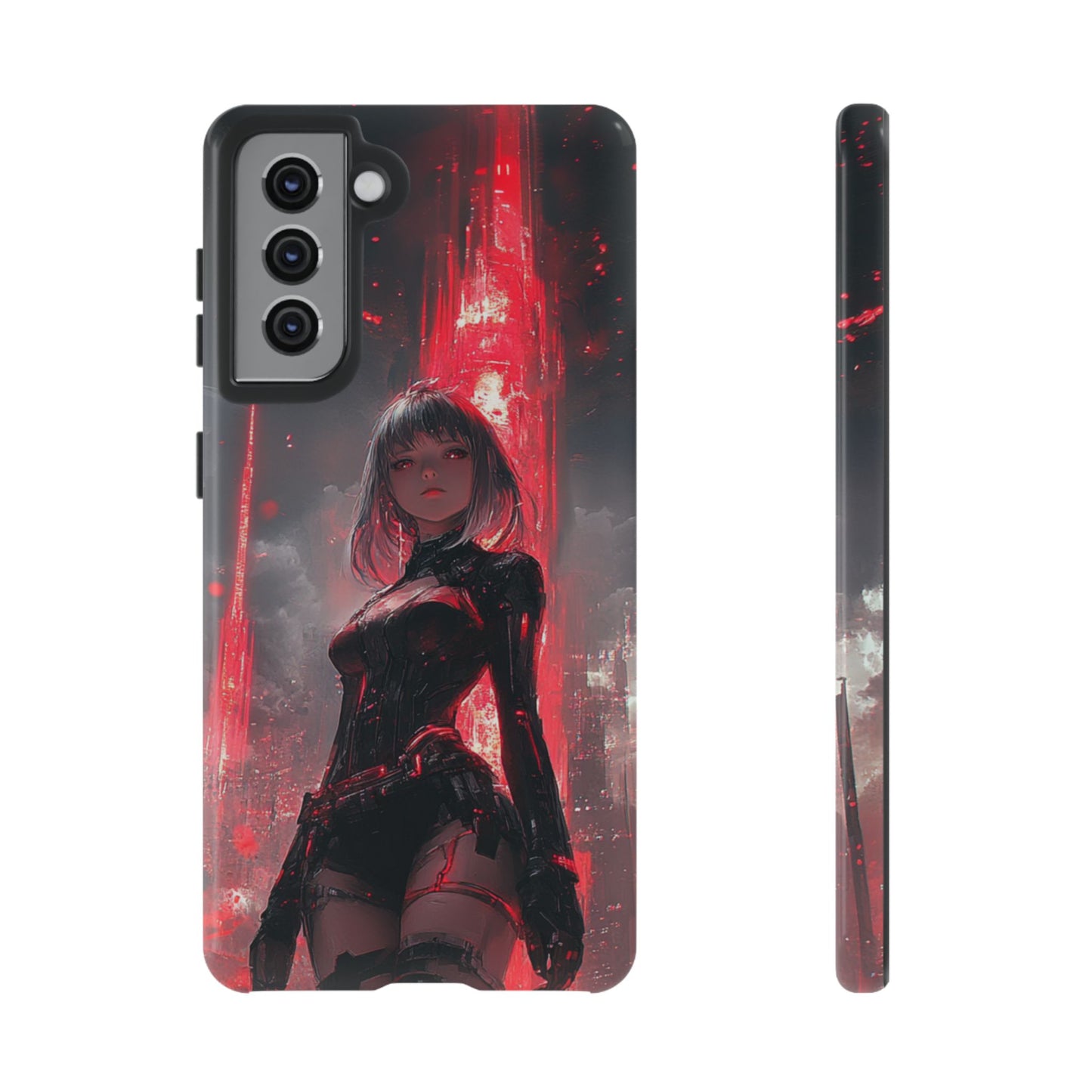Crimson Cyber Sentinel – Tough Samsung Galaxy Case