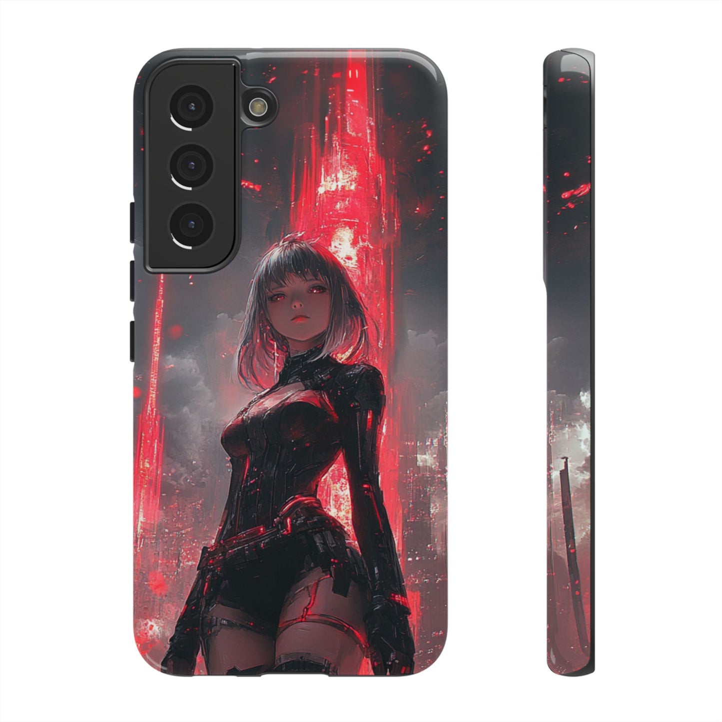 Crimson Cyber Sentinel – Tough Samsung Galaxy Case