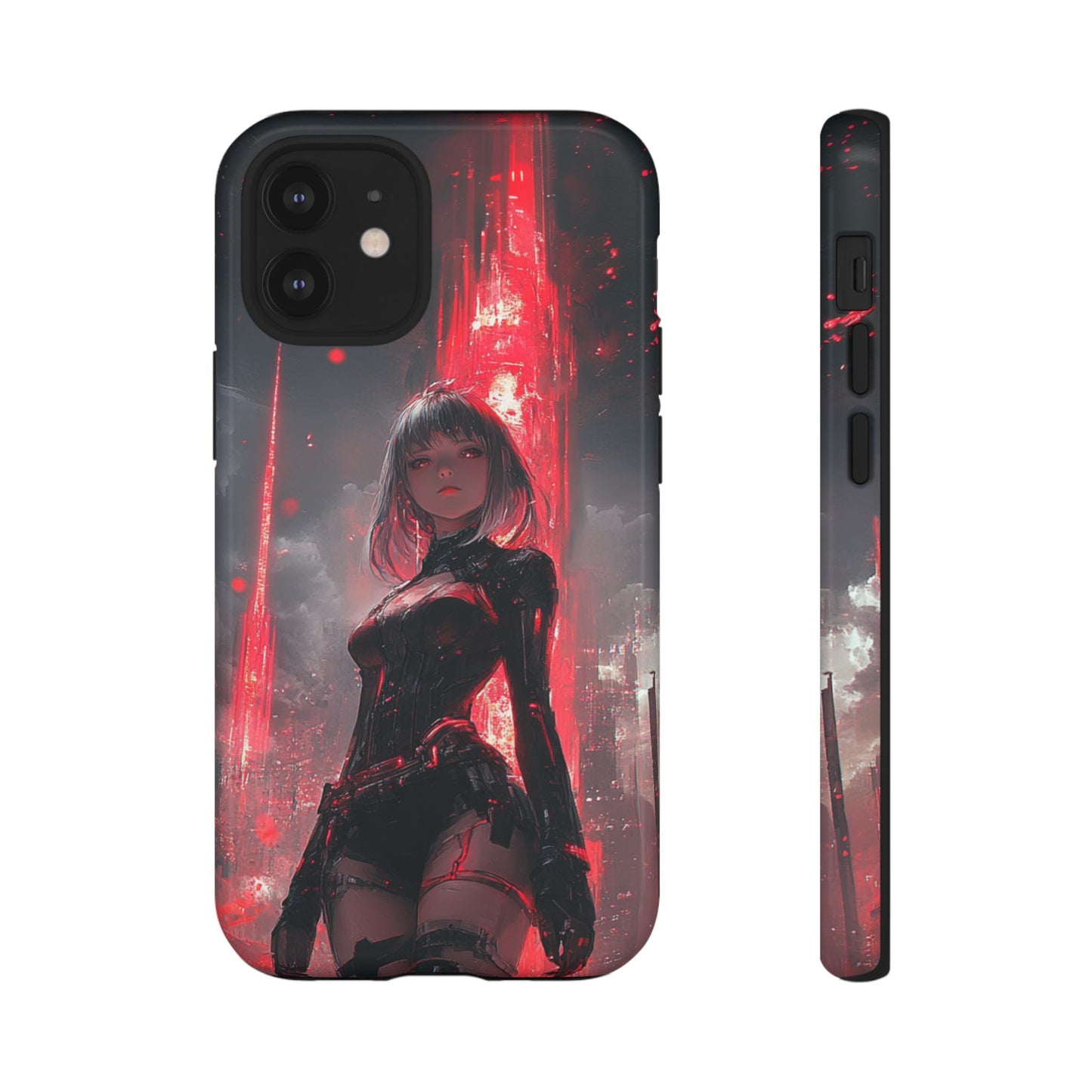 Crimson Cyber Sentinel – Tough iPhone Case
