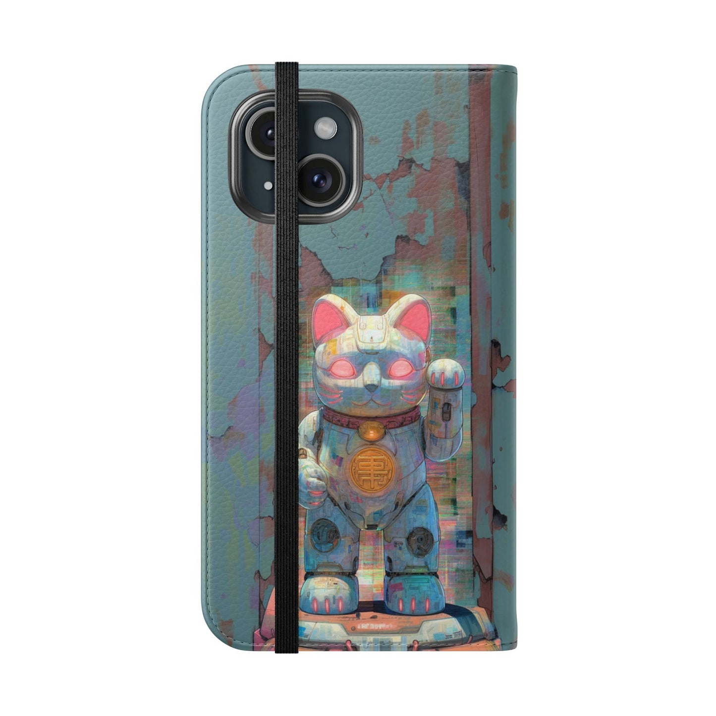 Cyber Lucky Cat - Wallet Flip Case