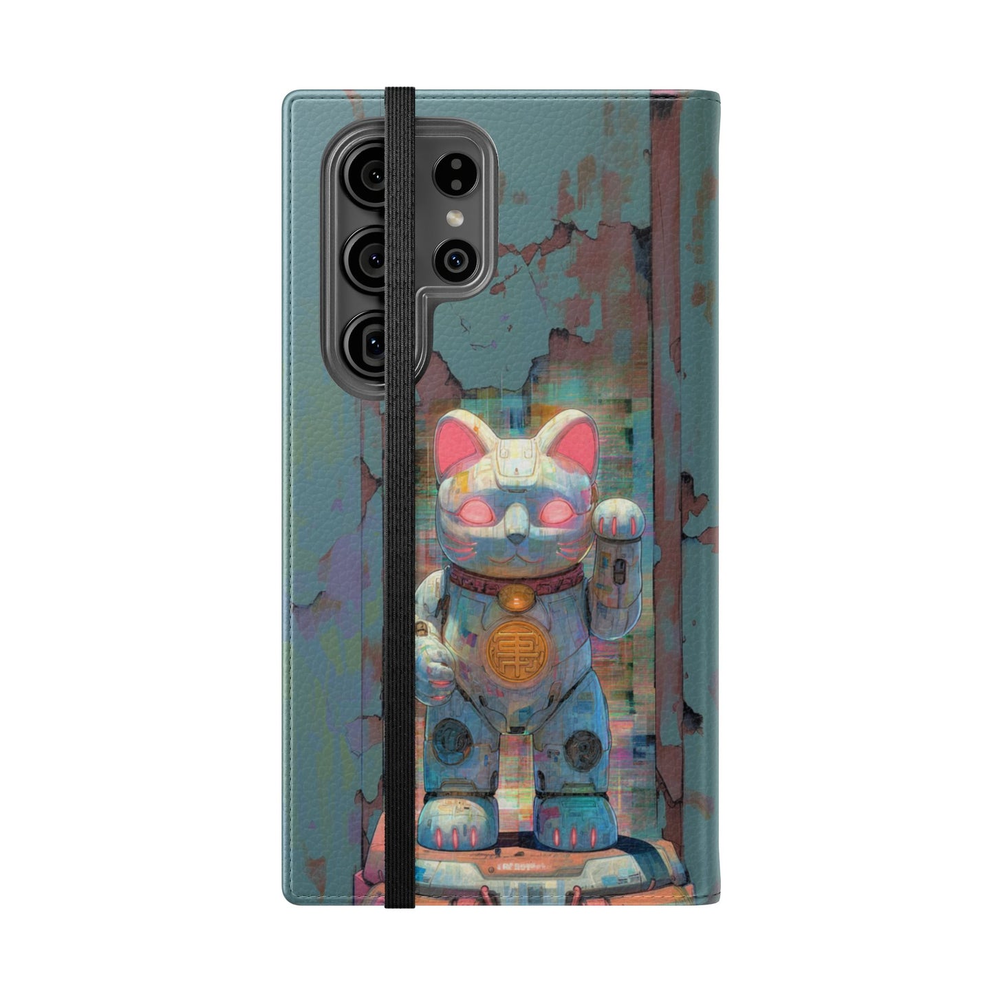 Cyber Lucky Cat - Wallet Flip Case