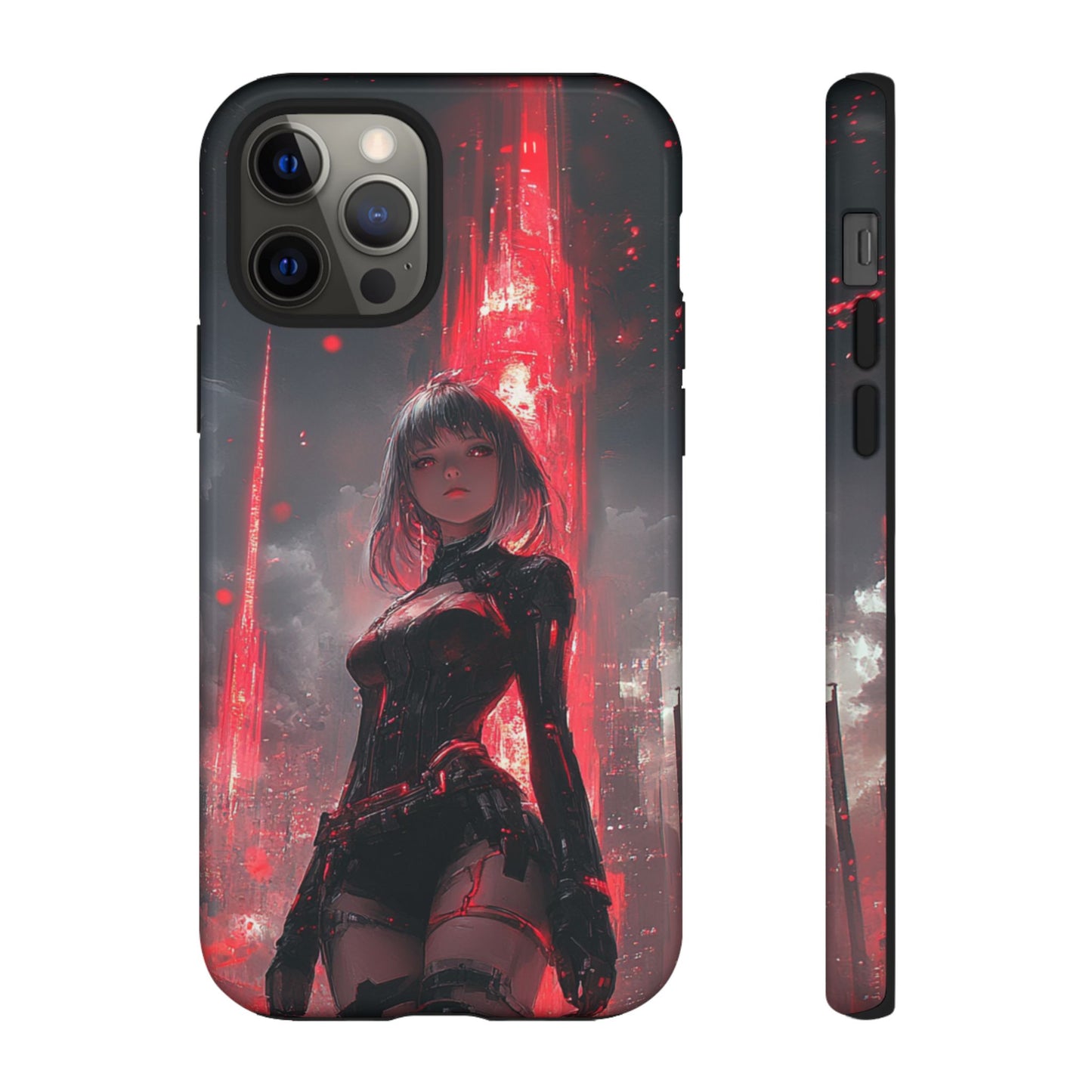 Crimson Cyber Sentinel – Tough iPhone Case