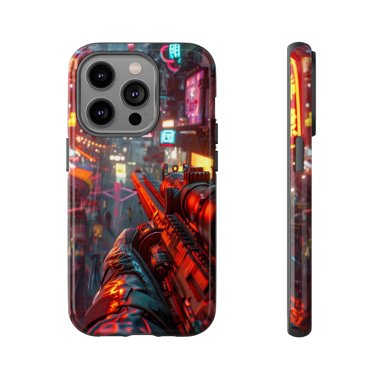 Neon Rain Sniper – Tough iPhone Case