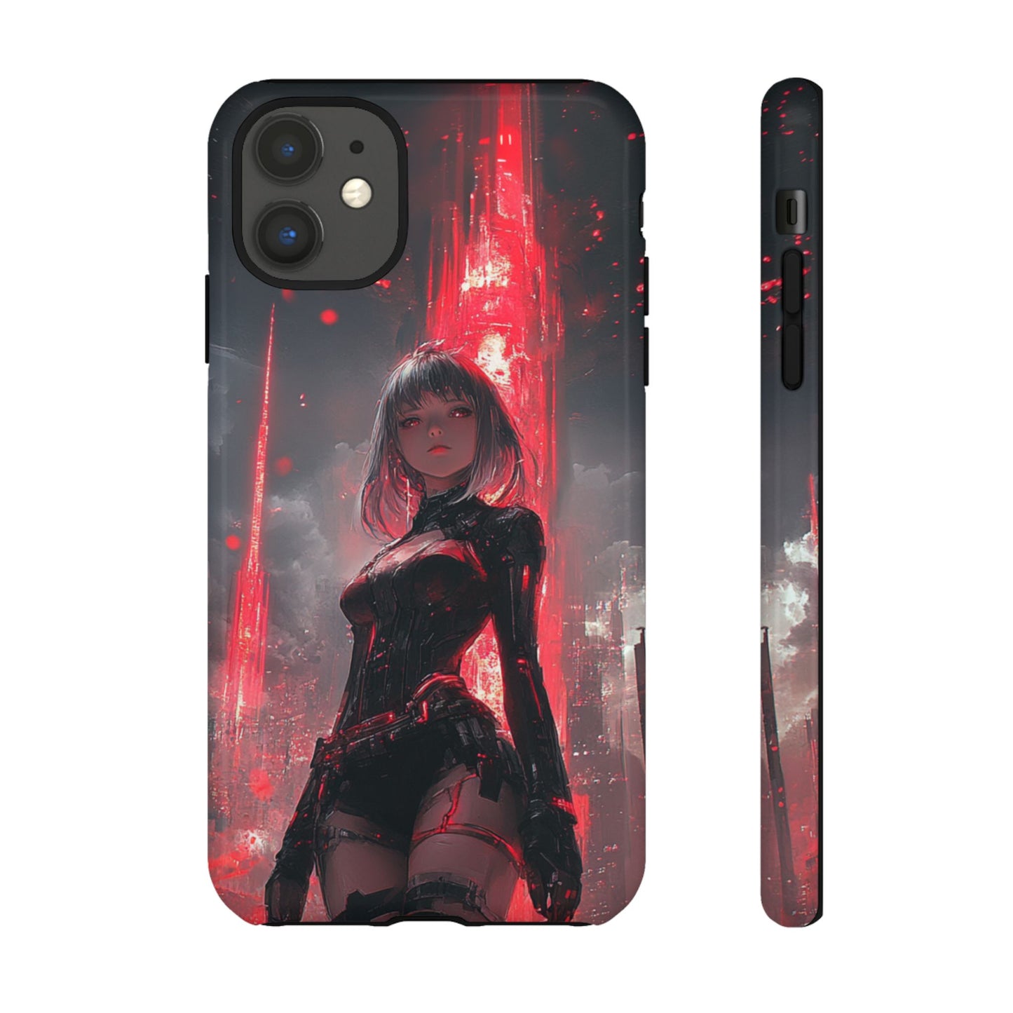 Crimson Cyber Sentinel – Tough iPhone Case