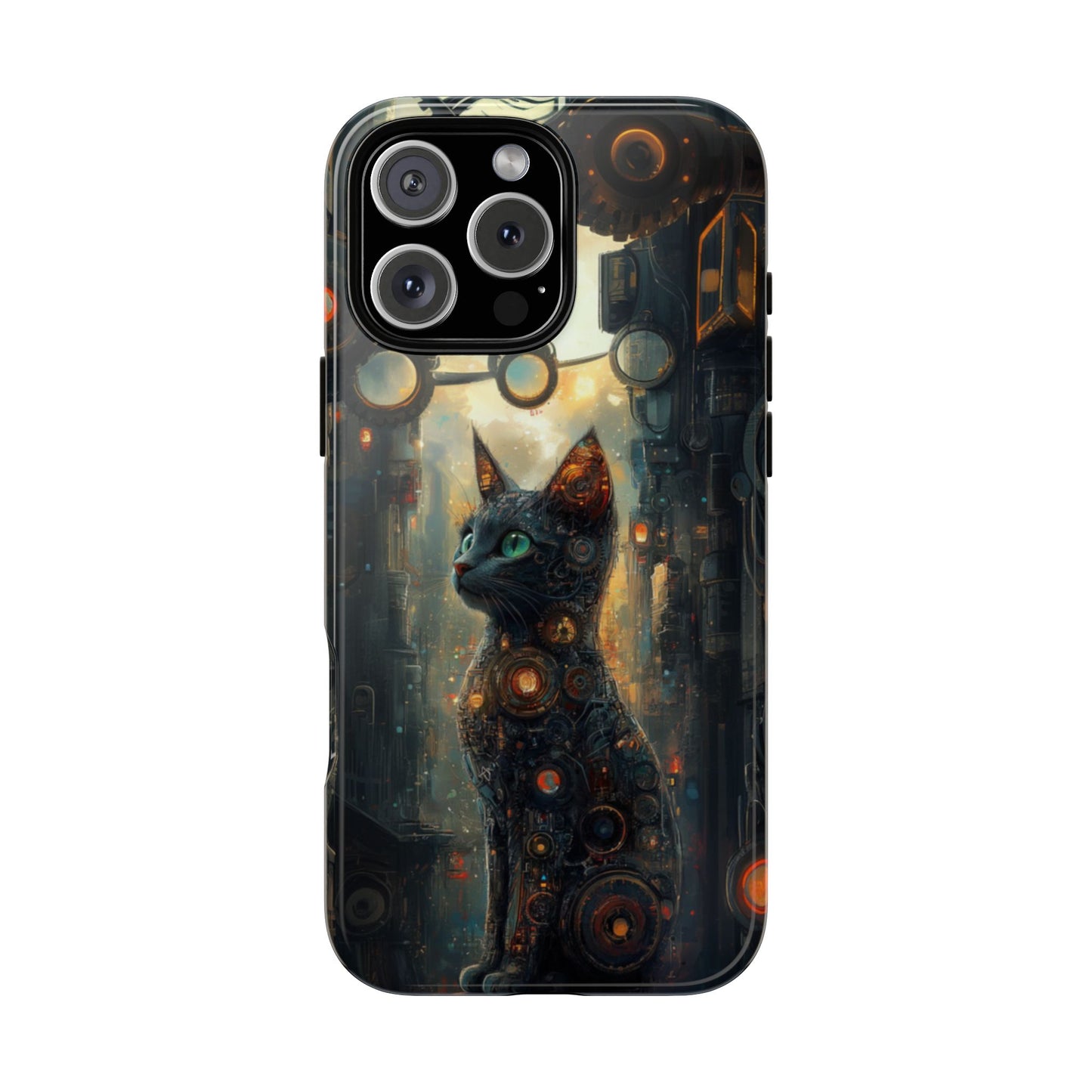 Cybernetic Steampunk Cat Phone Case – iPhone, Google Pixel, Samsung Galaxy