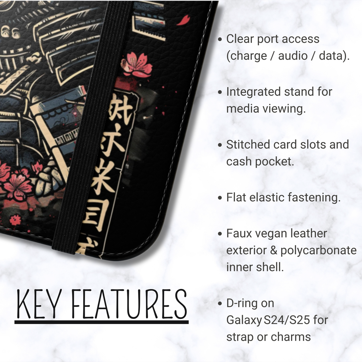 Samurai Cherry Blossom - Folio Wallet Case