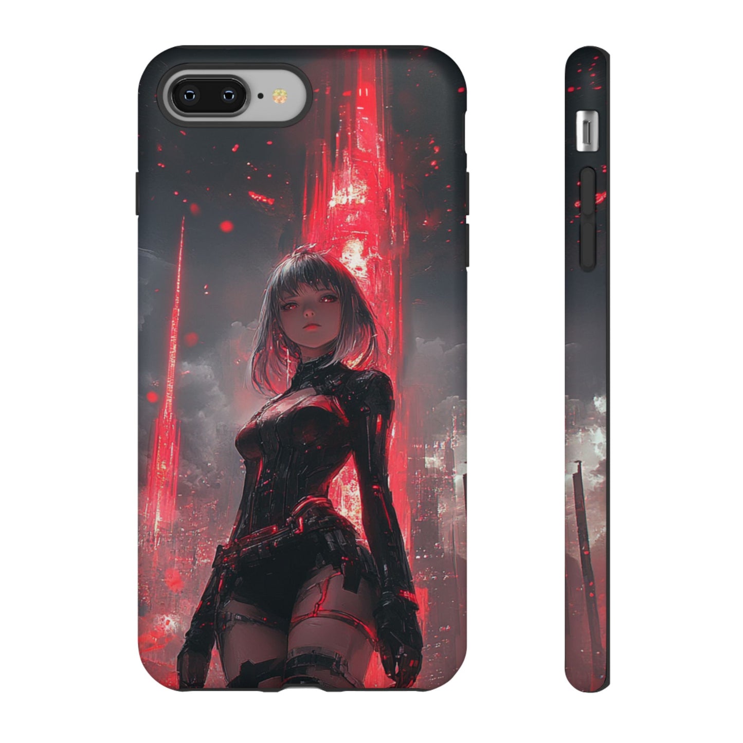 Crimson Cyber Sentinel – Tough iPhone Case