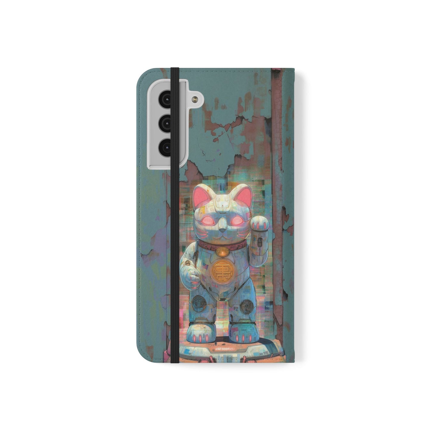 Cyber Lucky Cat - Wallet Flip Case