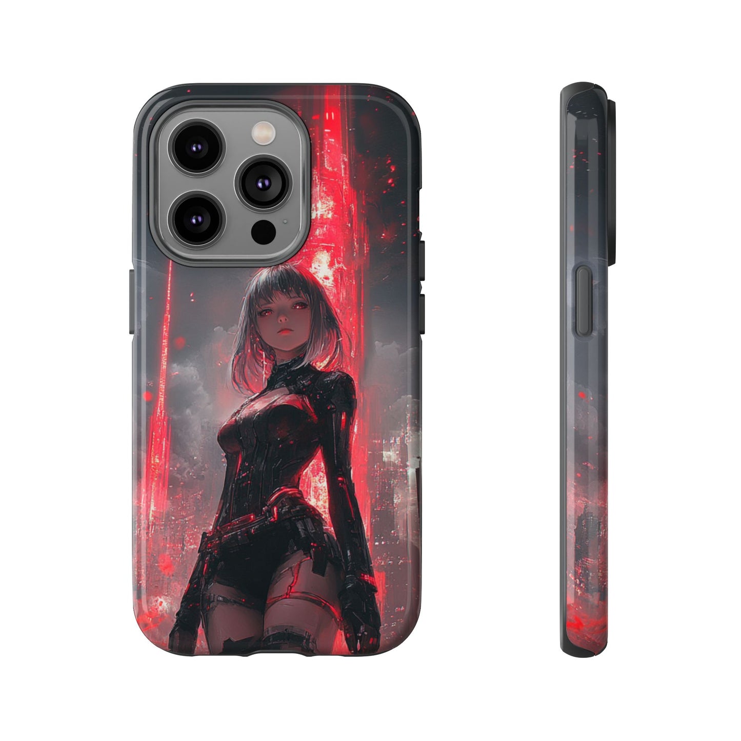 Crimson Cyber Sentinel – Tough iPhone Case