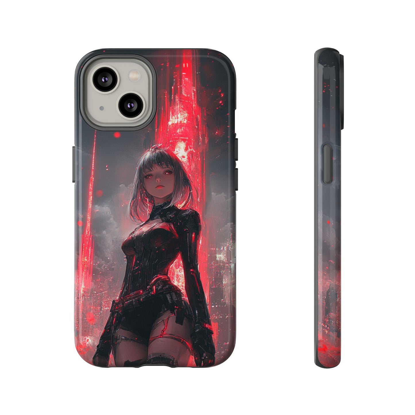 Crimson Cyber Sentinel – Tough iPhone Case